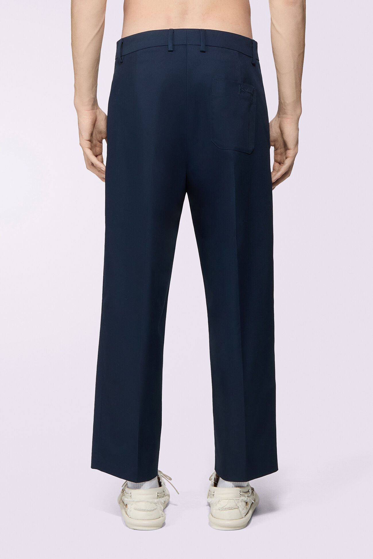 Embroidered Chino Trousers Navy