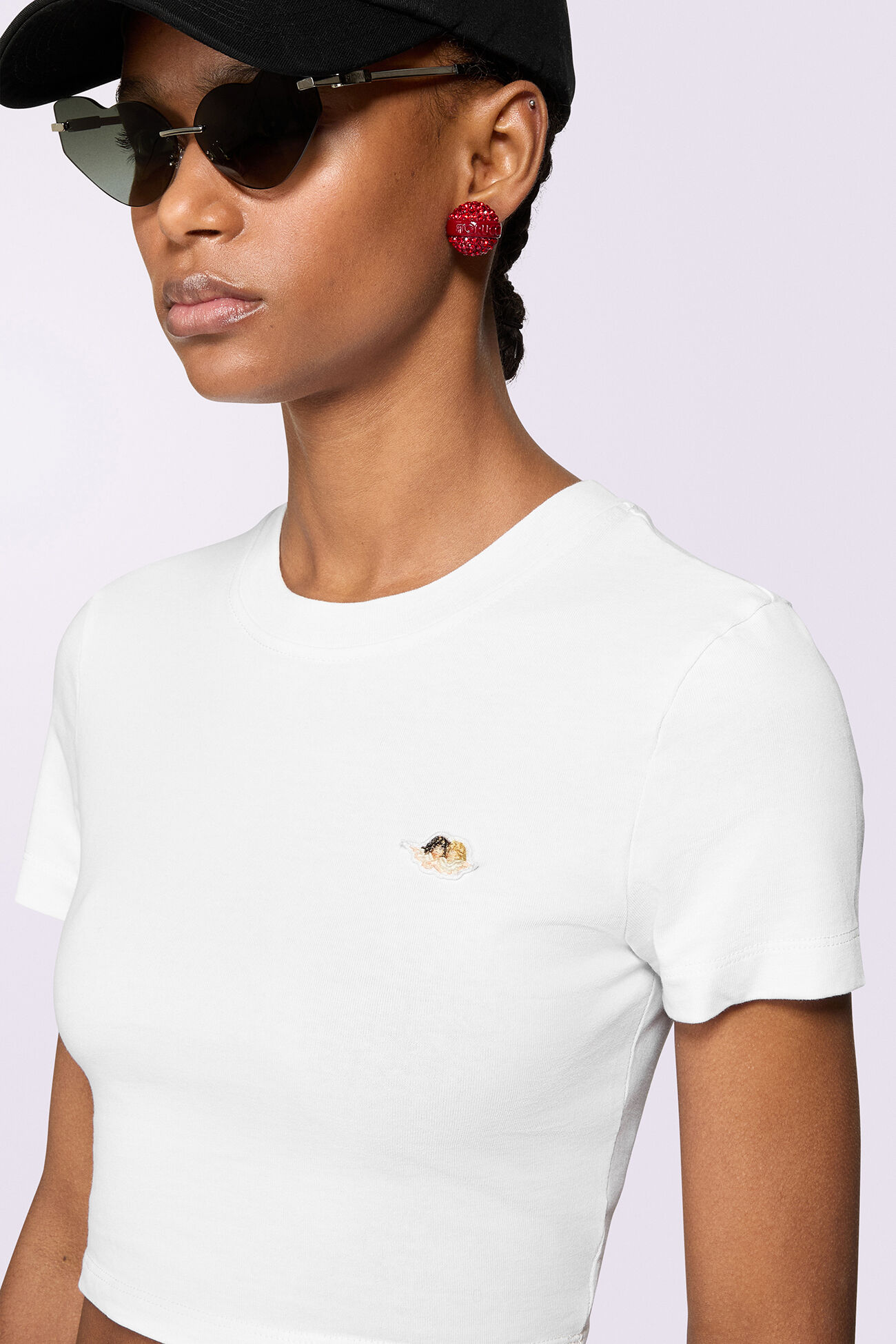 Angels Patch Crop T-Shirt White