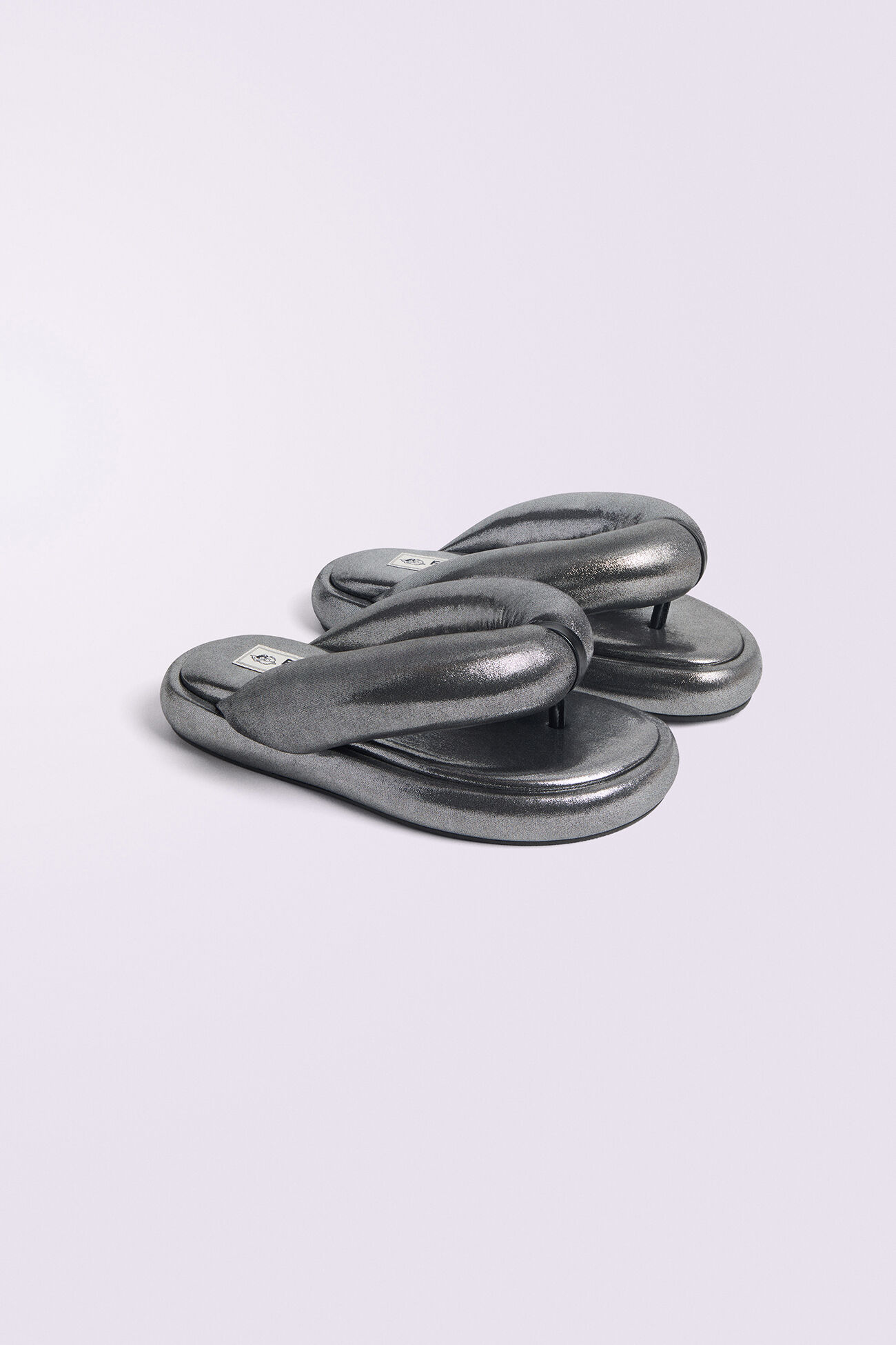 Metallic Fluff Flops Silver