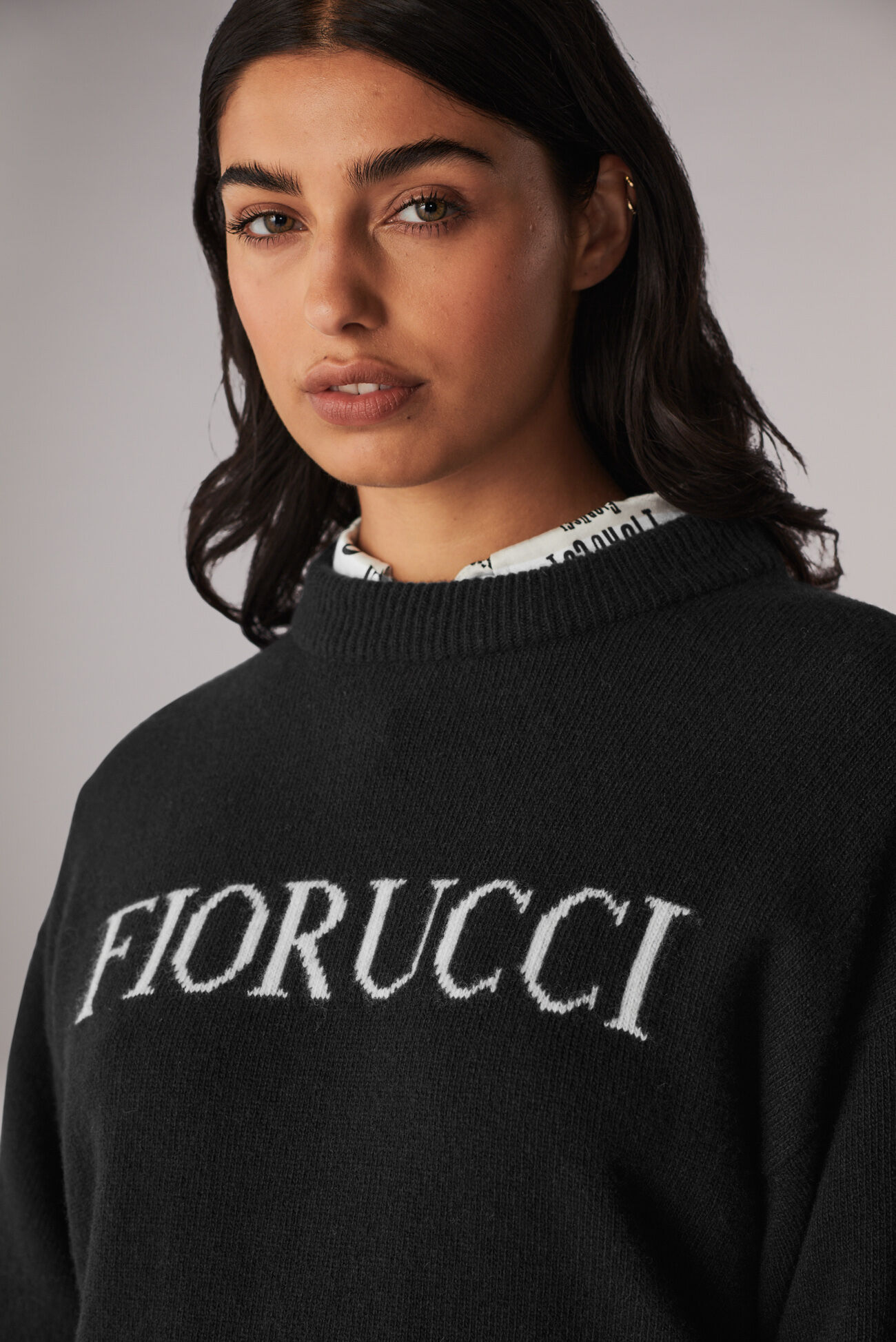 Fiorucci Official Online Store Unisex Logo Knit Jumper Black Fiorucci