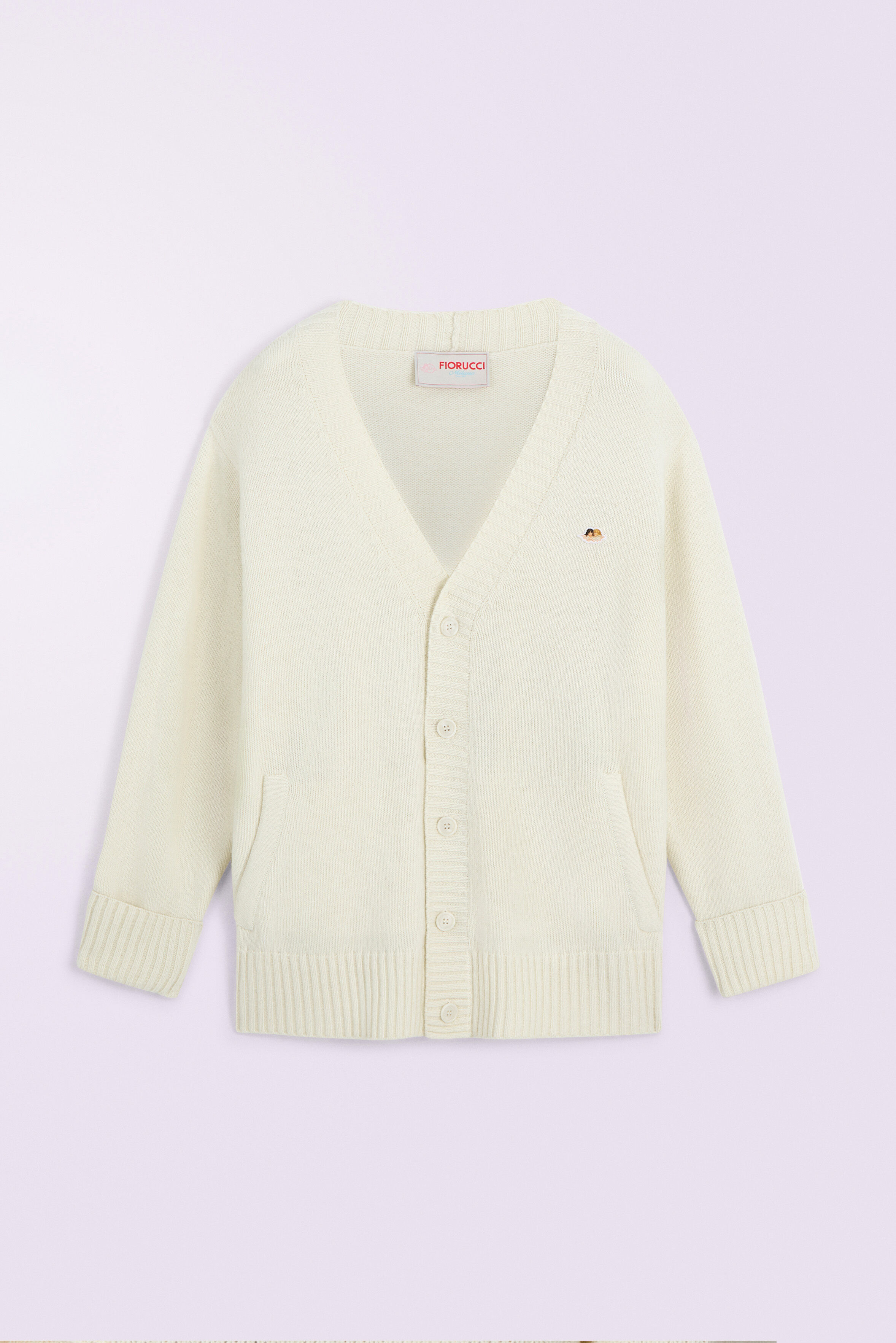 Angels Patch Oversized Cardigan Cream