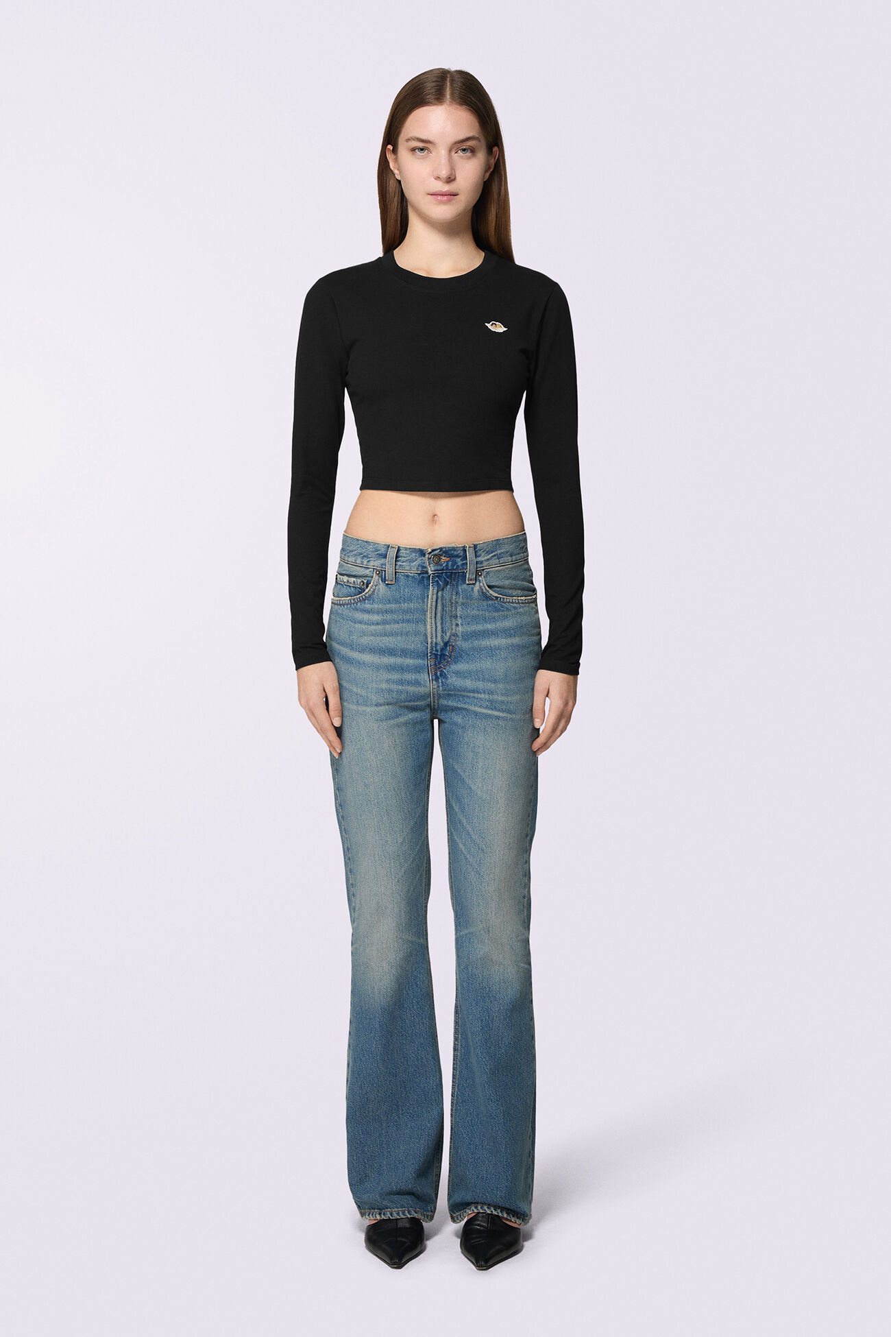 Angels Patch Long Sleeve Top Black