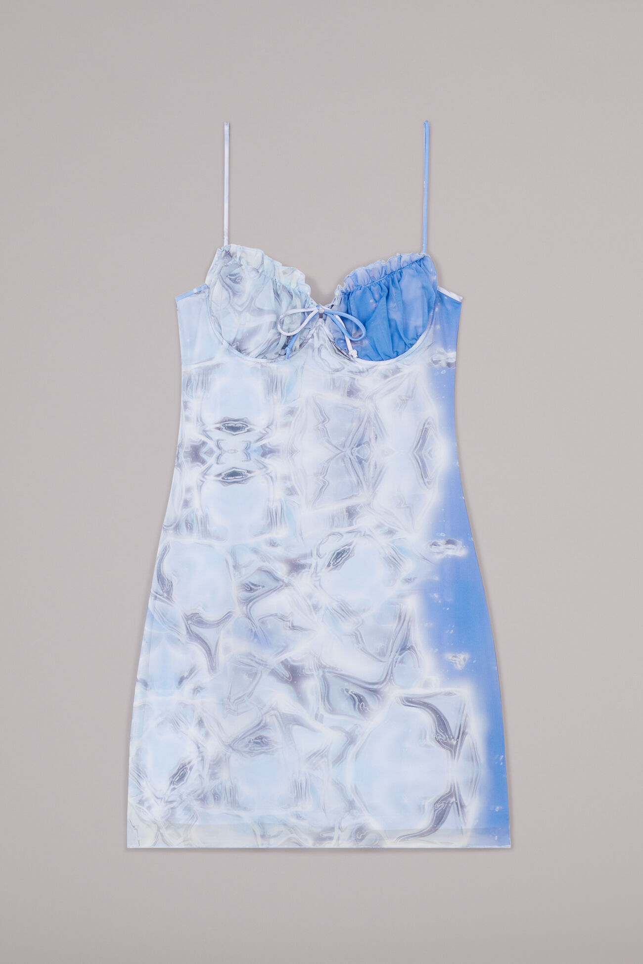Ice Print Balconette Mini Dress Blue