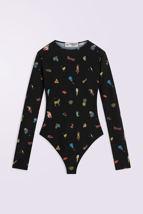 Toys Print Bodysuit Black