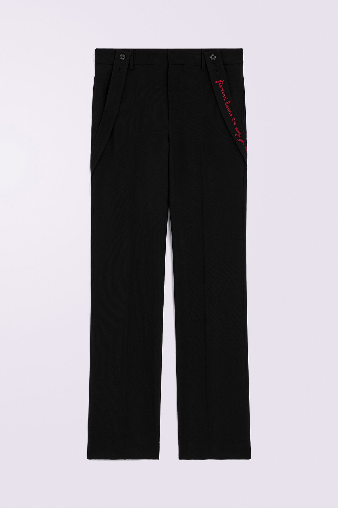 Embroidered Suspender Trousers Black