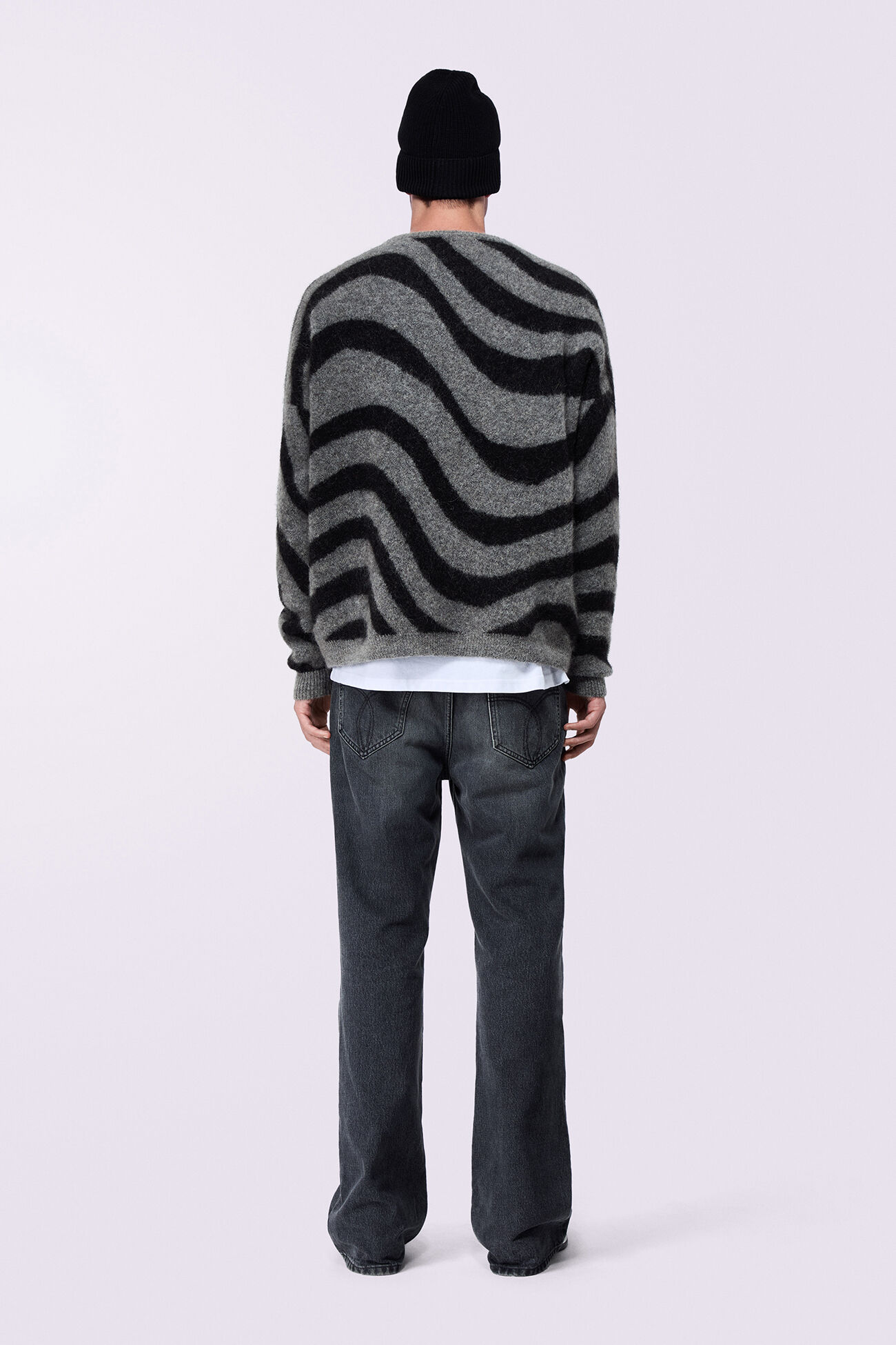 Unisex Candy Stripe Knit Jumper Black
