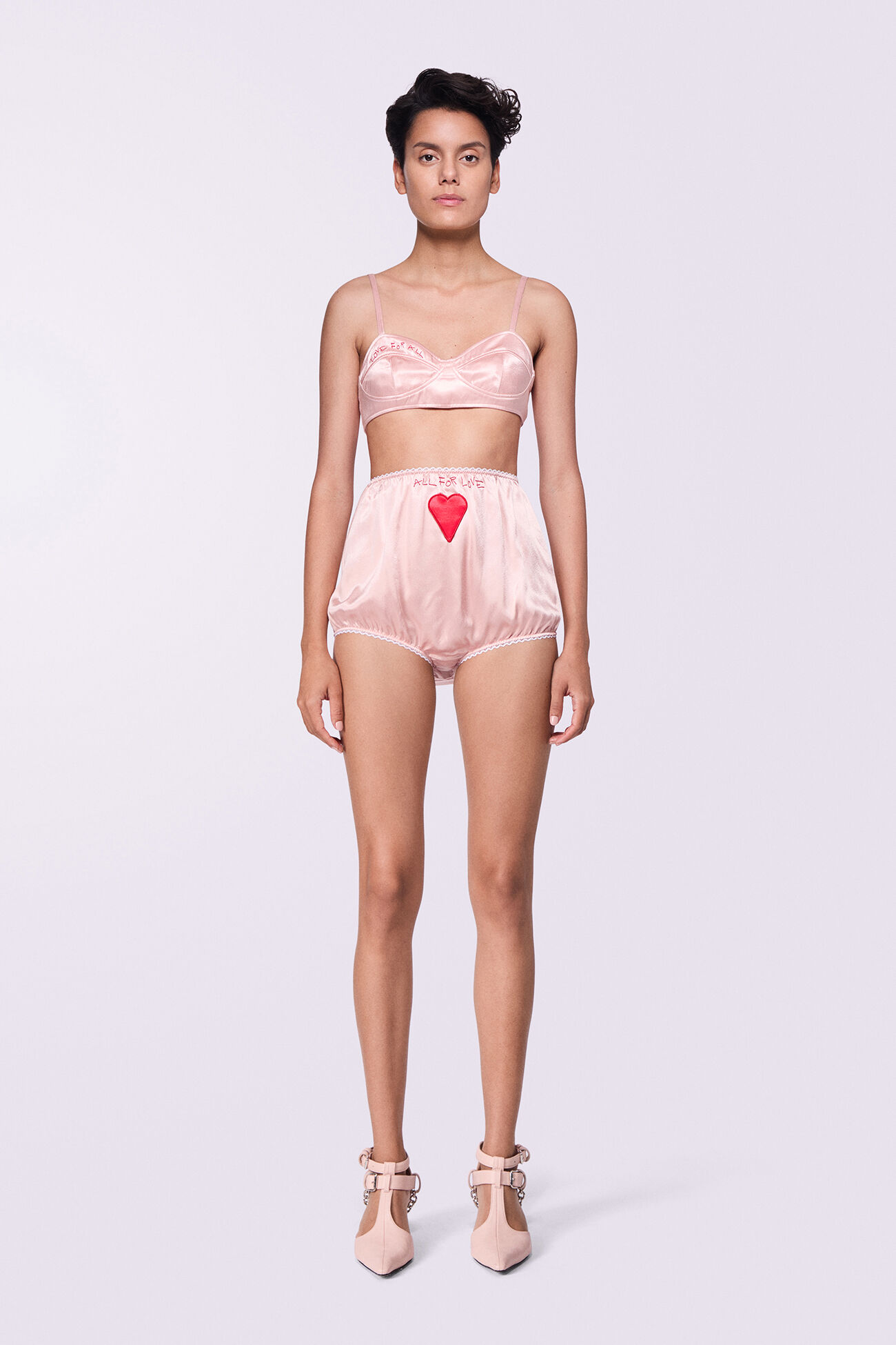 Embroidered Heart Bloomers Pink