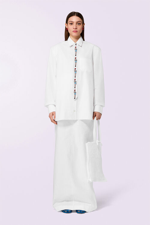 Embroidered Padded Shirt White