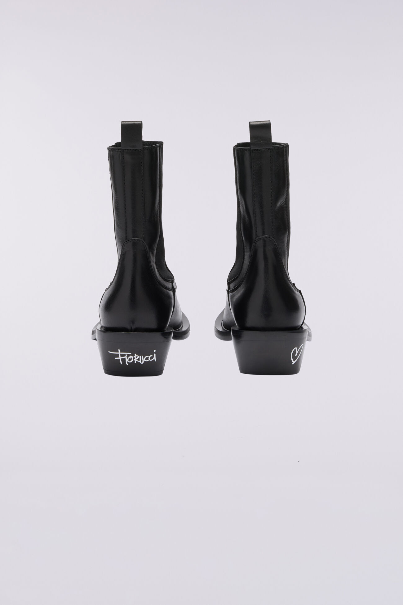 Women's Heart Leather Boots Black