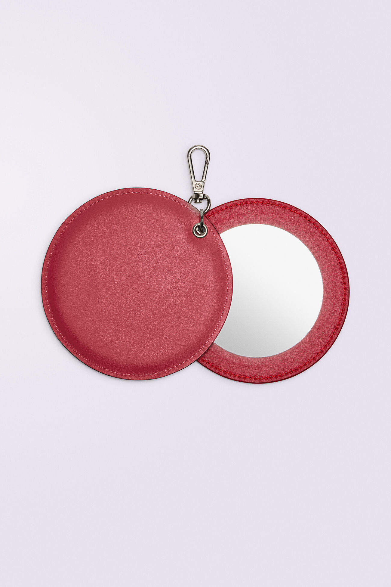 Faux Leather Mirror Keychain Red