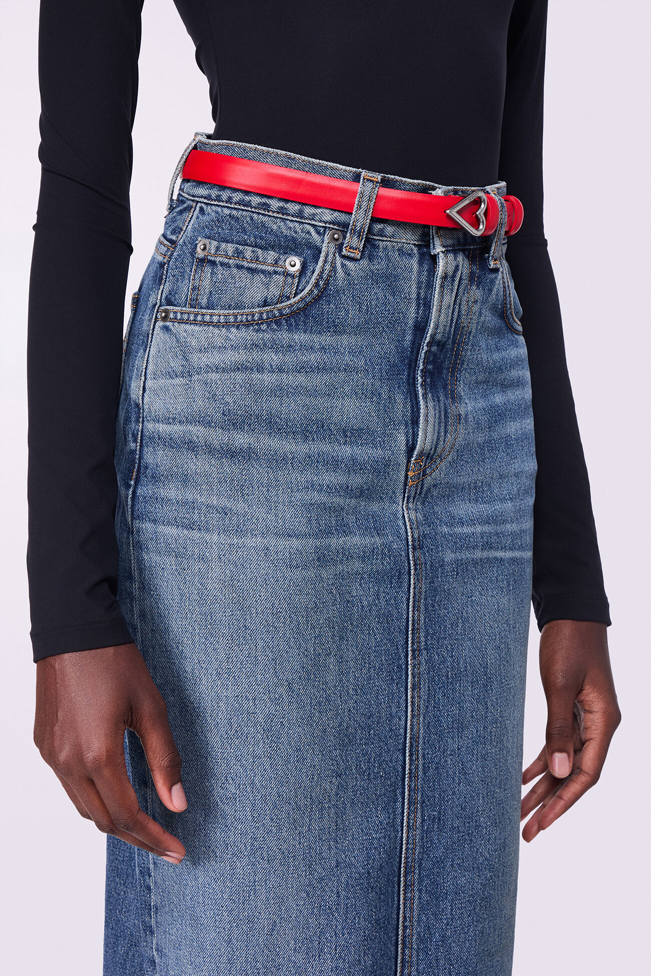Denim Midi Skirt Mid Blue