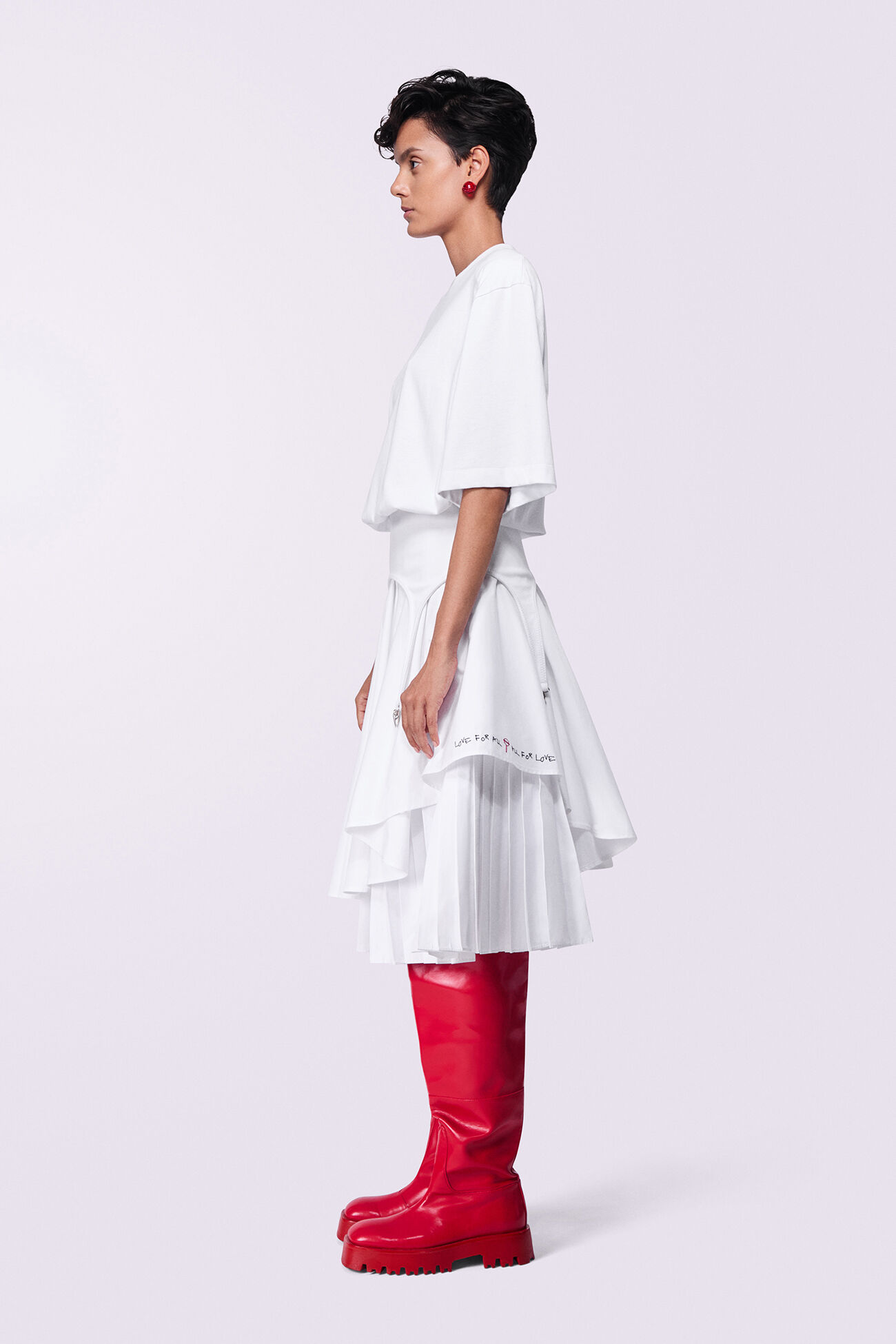Embroidered Midi Skirt White