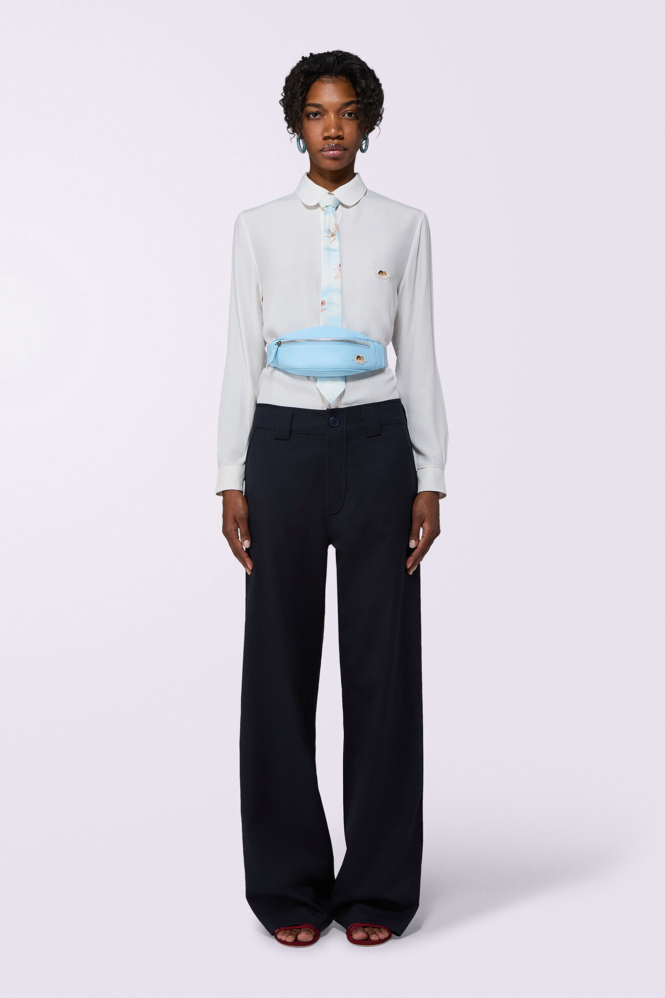 Light Wool Trousers Navy