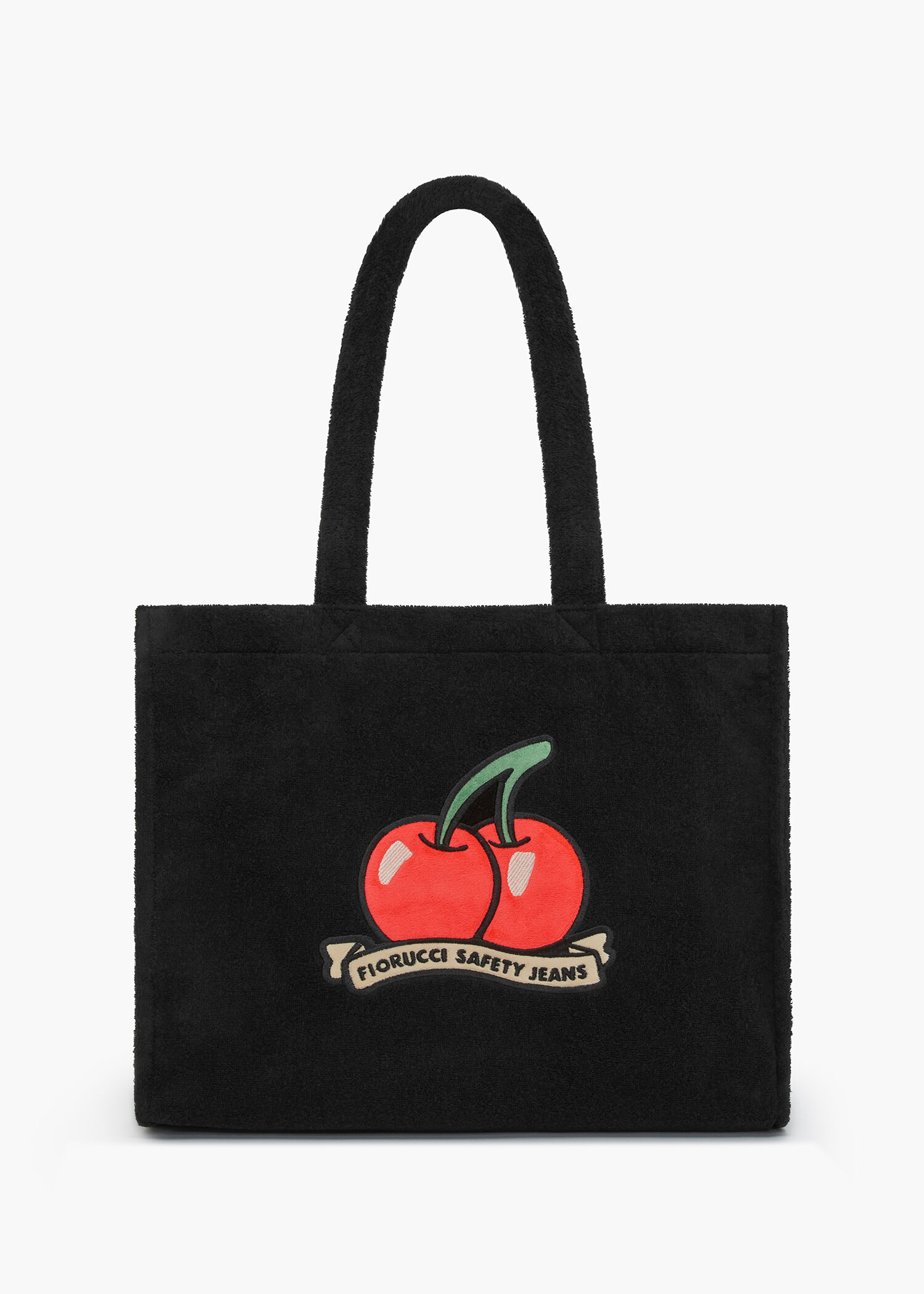 Cherry Towelling Tote Bag Black
