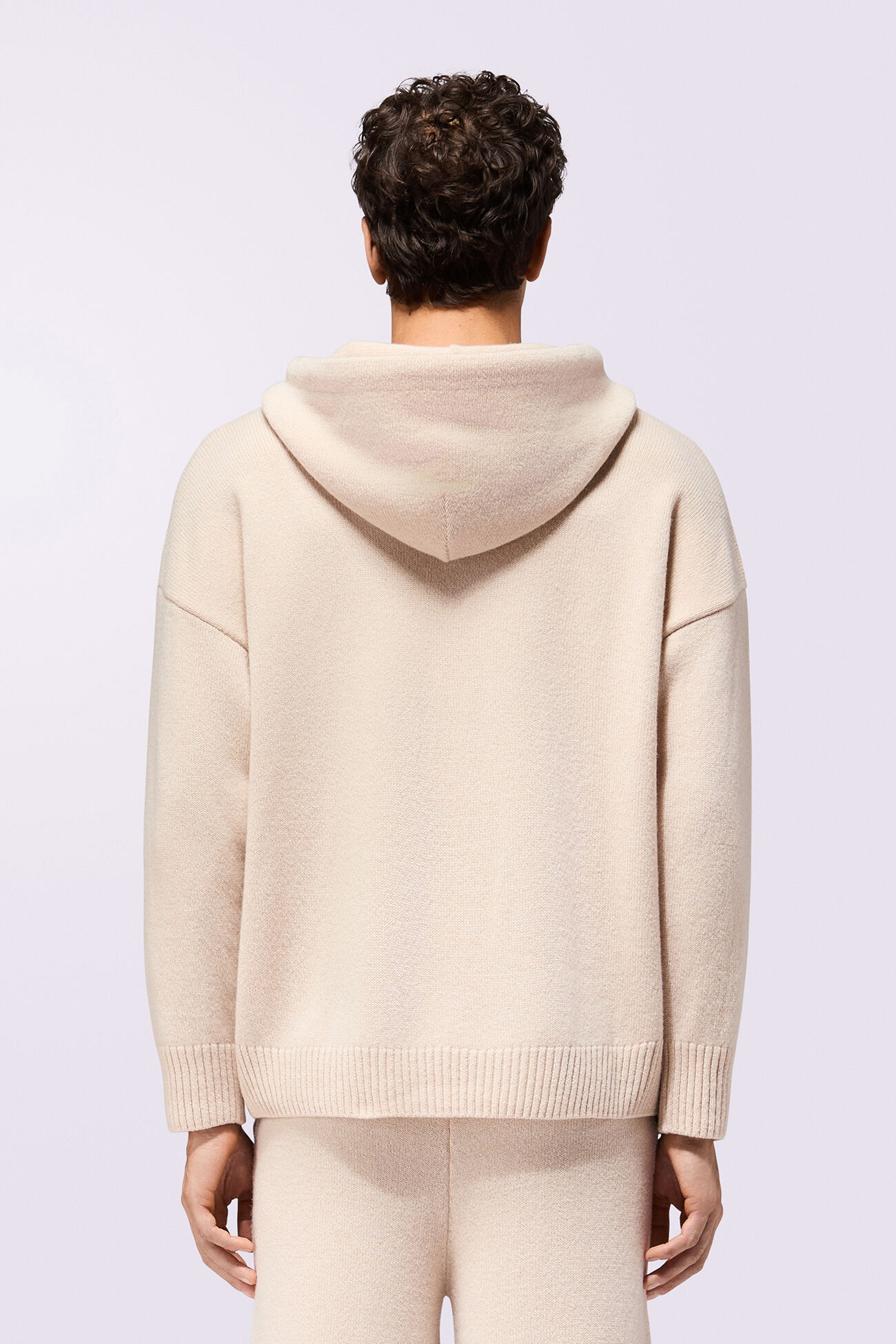Angels Patch Knit Hoodie Beige