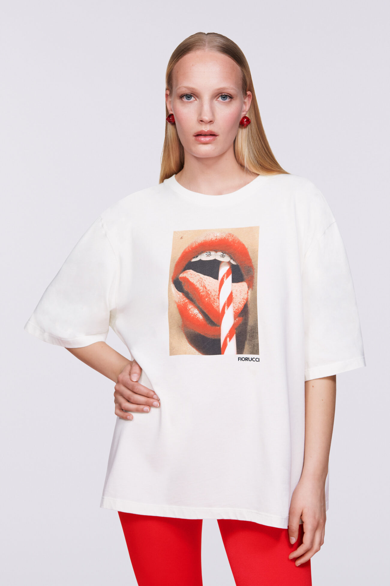 Fiorucci Official Online Store Mouth Graphic T Shirt White Fiorucci