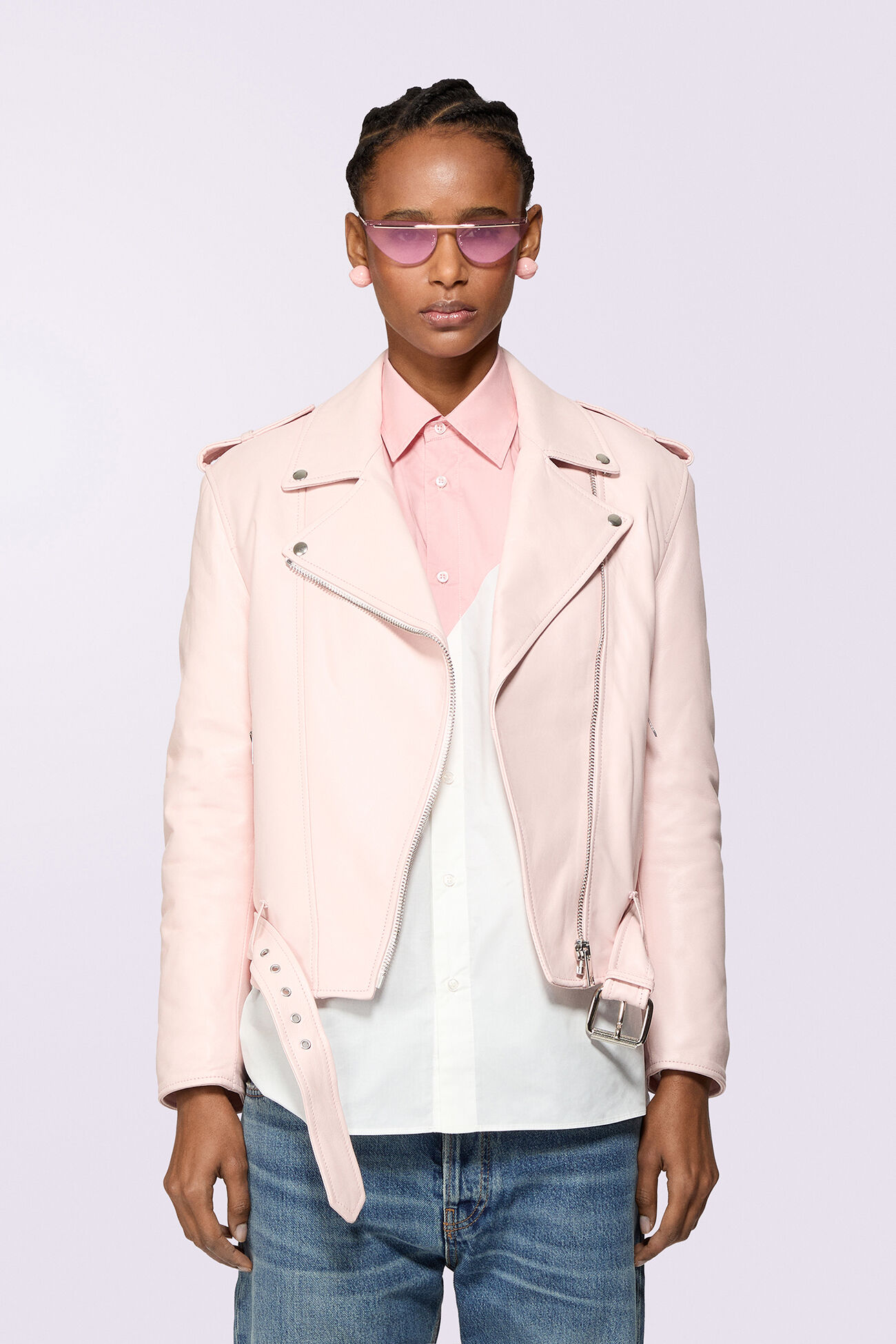Leather Biker Jacket Pink