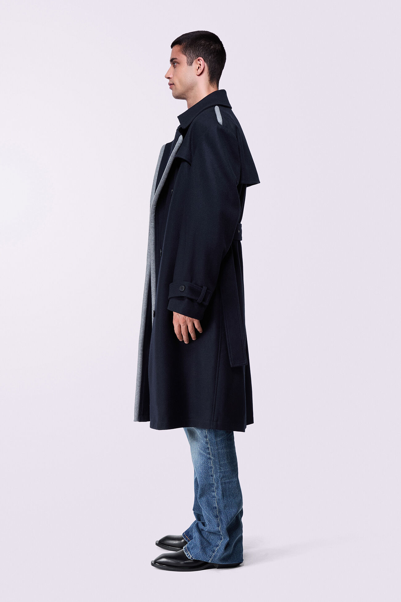 Puff Trench Coat Navy