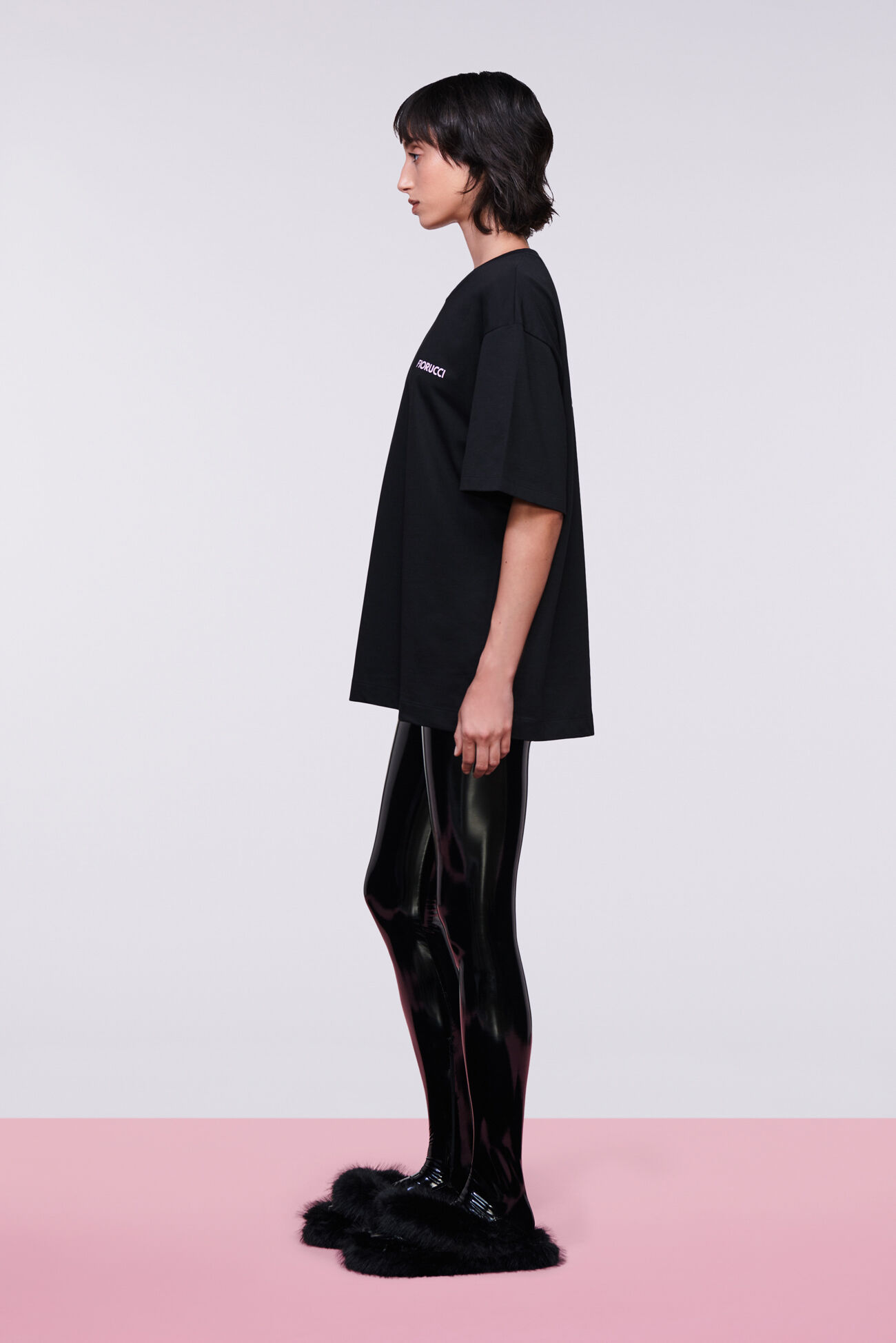 Vinyl Footed Leggings Black