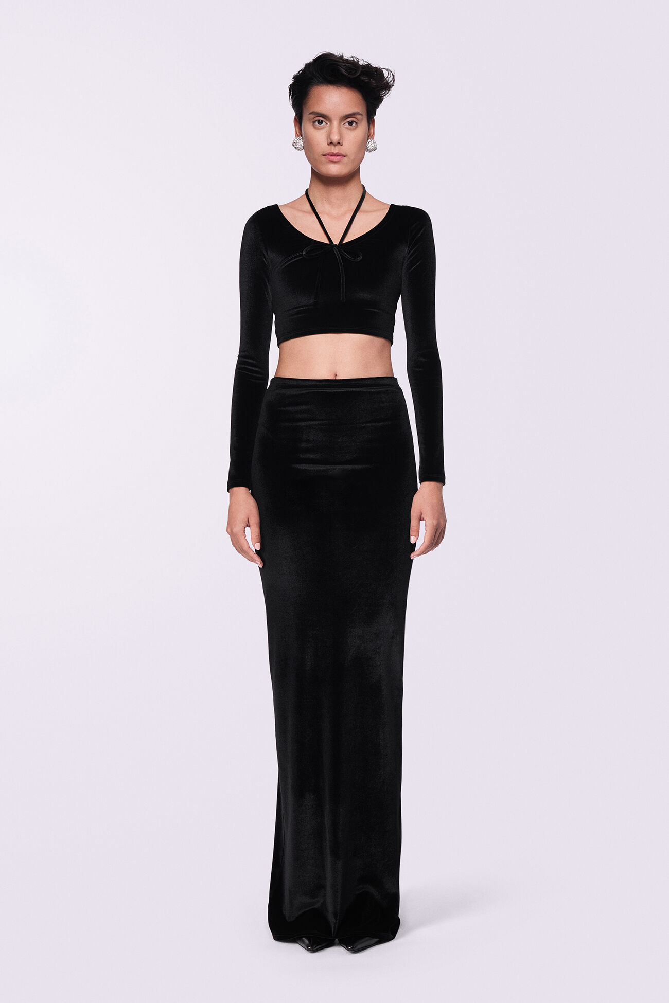 Velour Halter Top Black