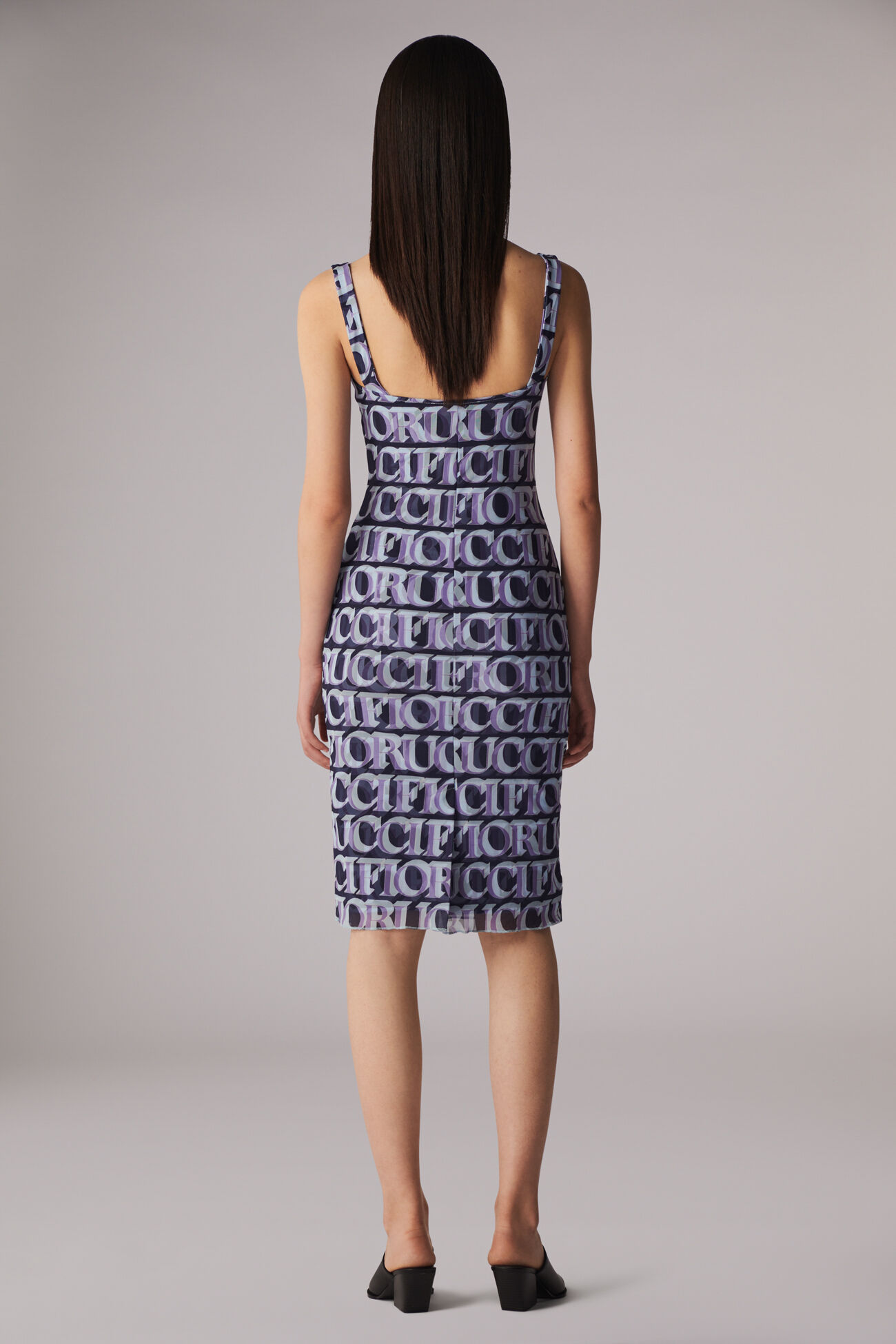 Monogram Logo Midi Dress Navy