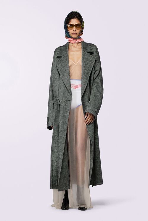 Herringbone Maxi Coat Gray