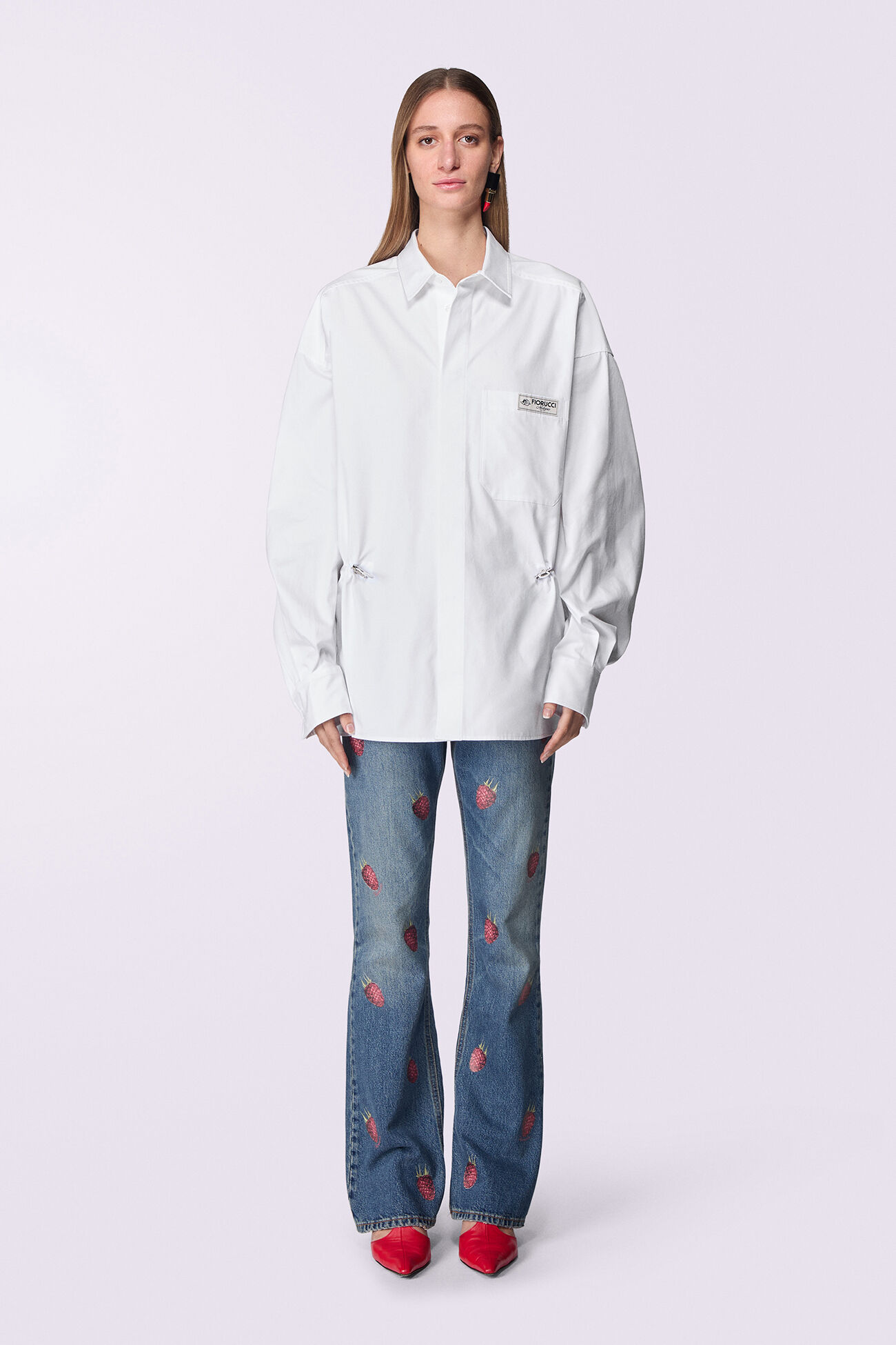 Unisex Label Patch Shirt White