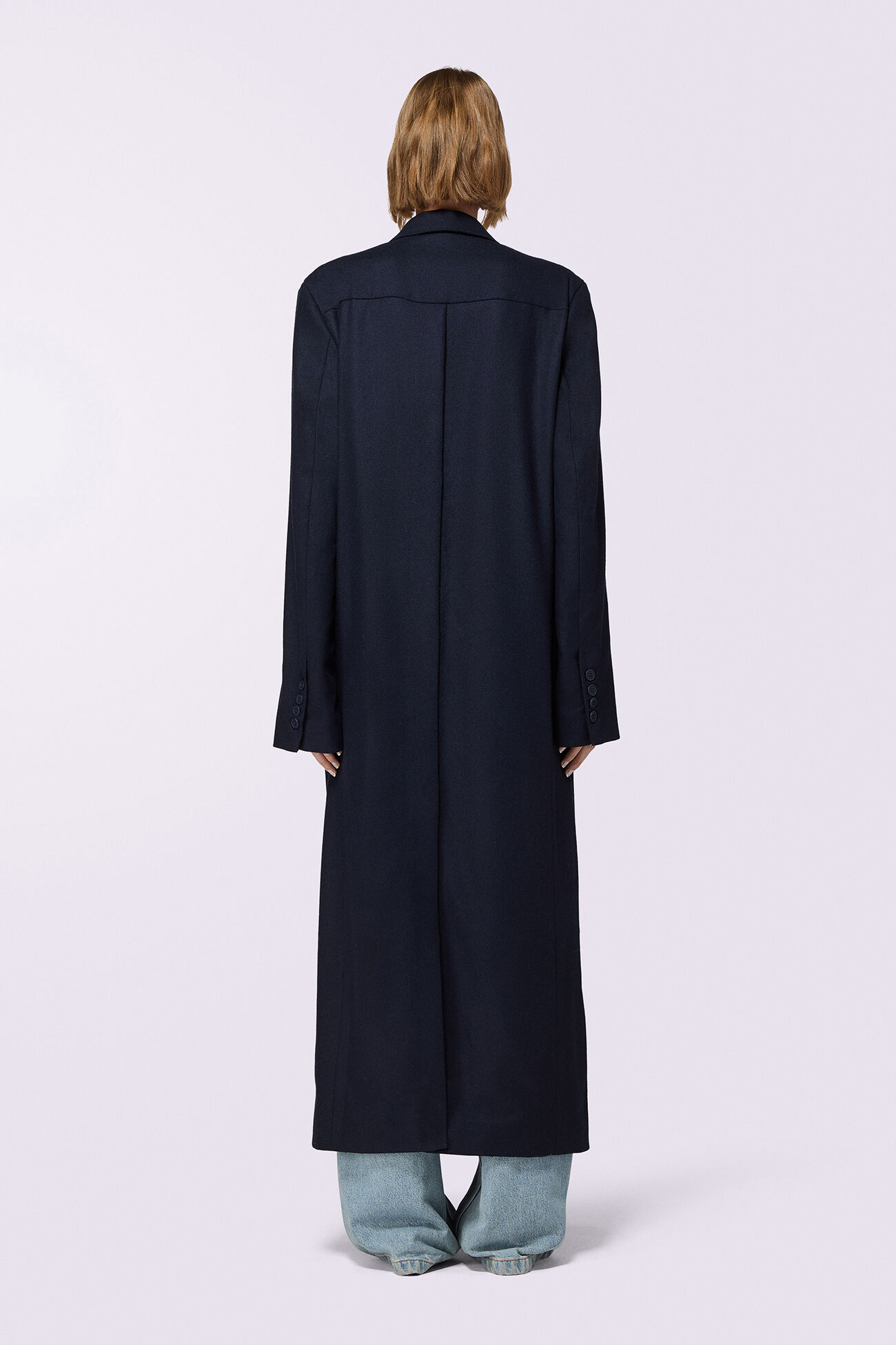 Wool Mix Maxi Coat Navy
