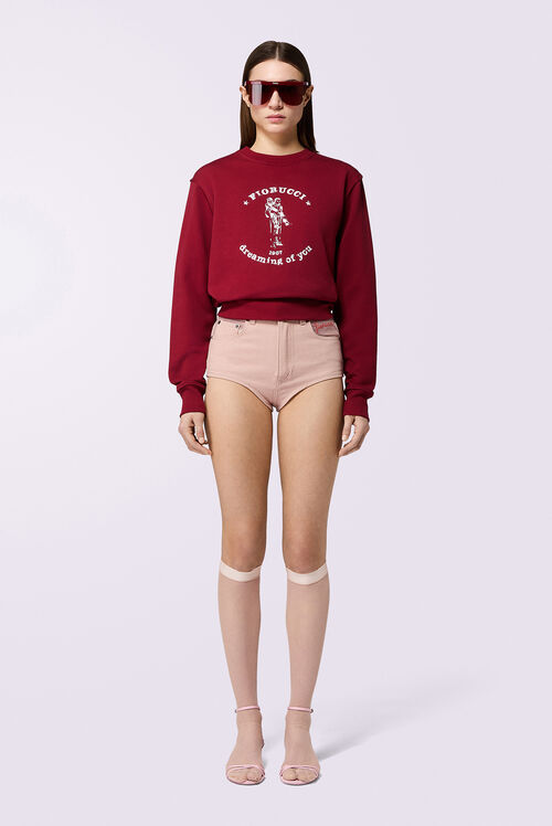 Denim Hot Pant Shorts Beige