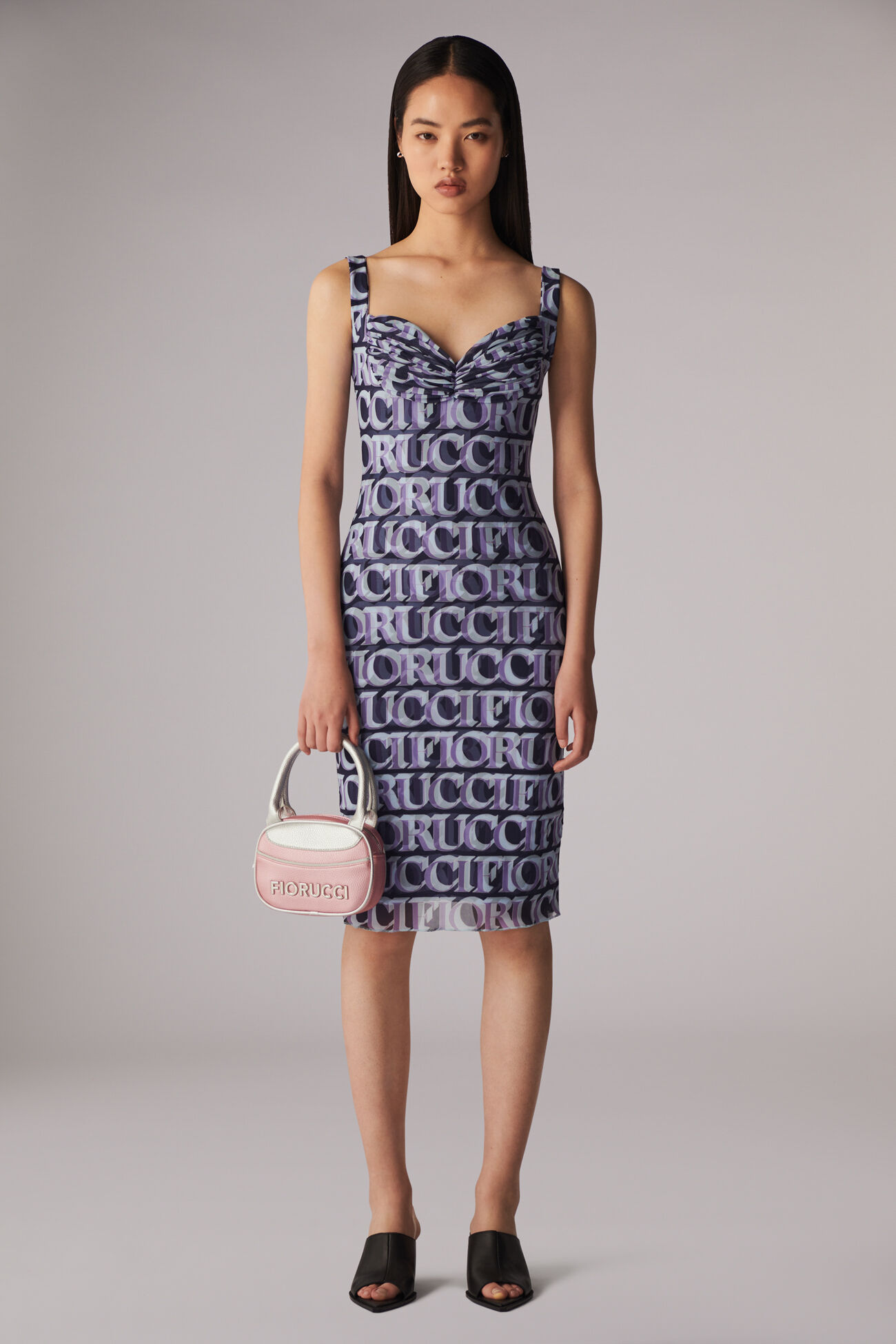 Monogram Logo Midi Dress Navy