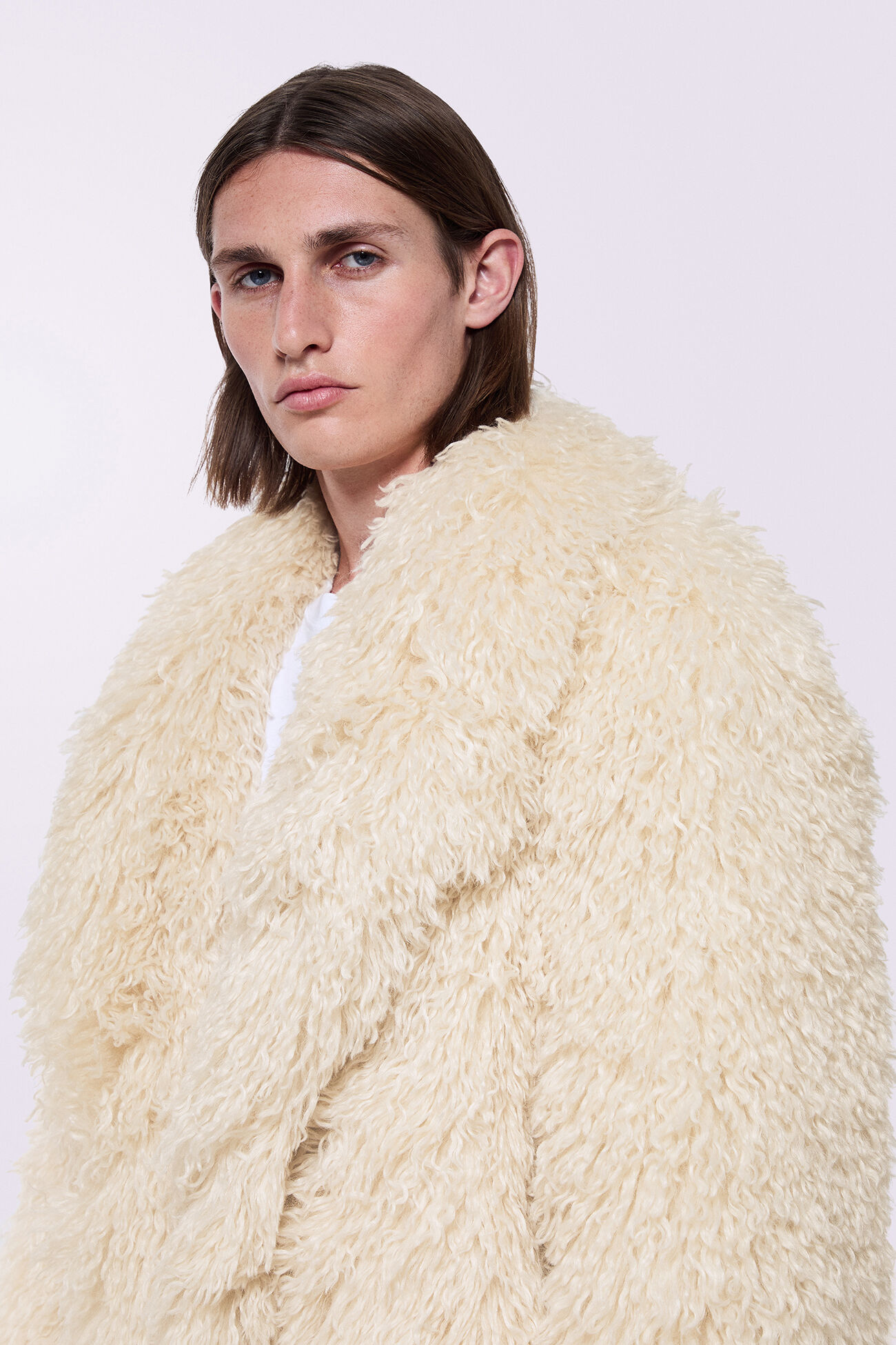 Unisex Faux Fur Coat Cream