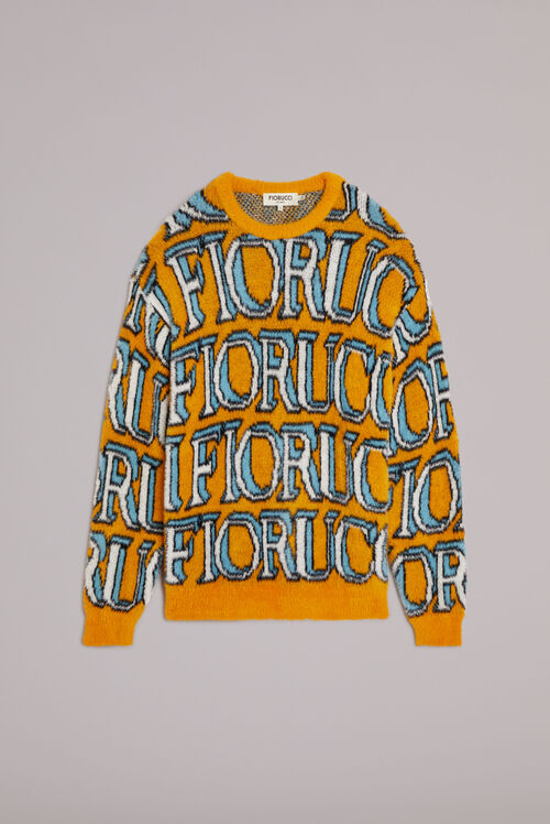 Unisex Monogram Logo Knit Jumper Orange