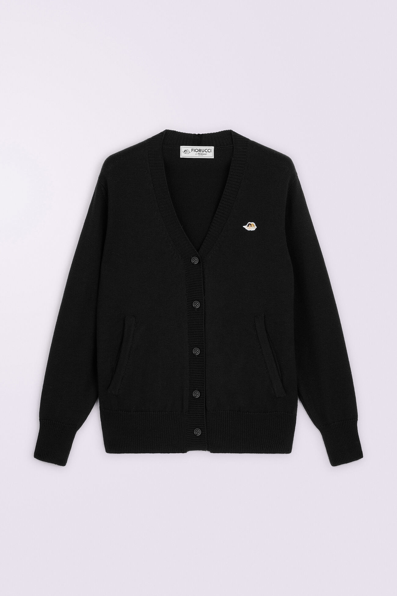 Angels Patch Knit Cardigan Black