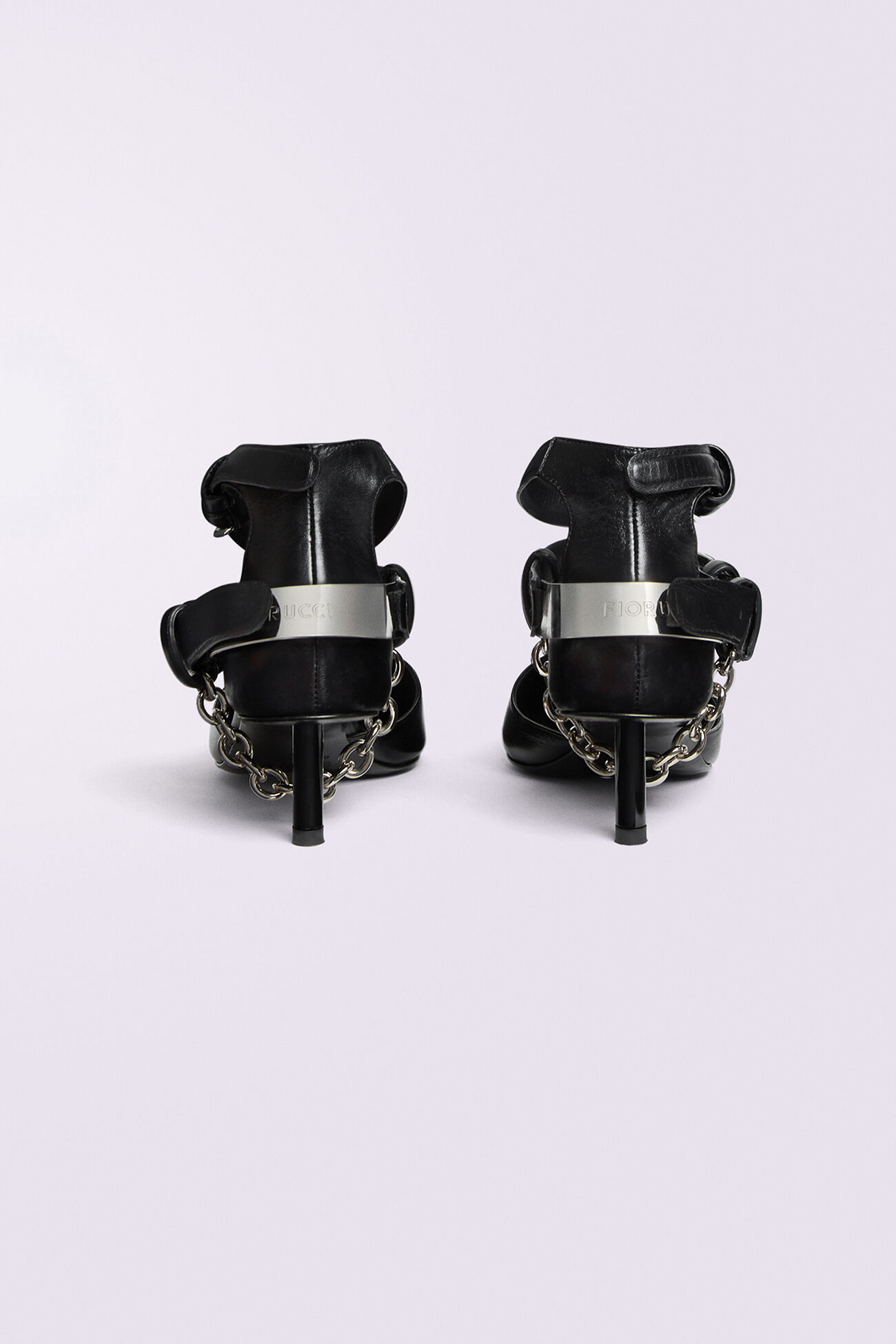 Buckle Chain Heels Black