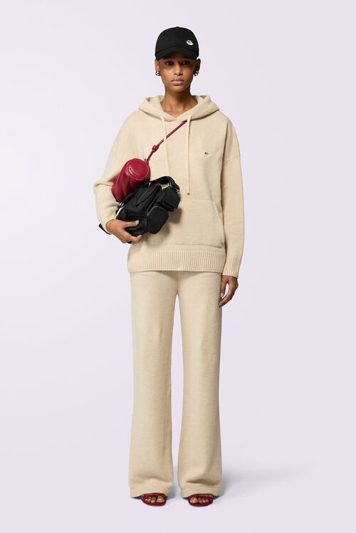 Angels Patch Knit Trousers Beige