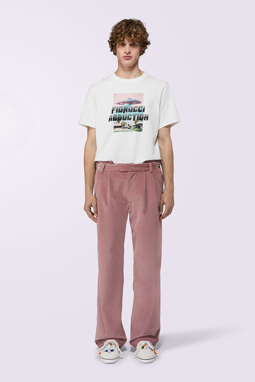 Logo Label Corduroy Trousers Pink