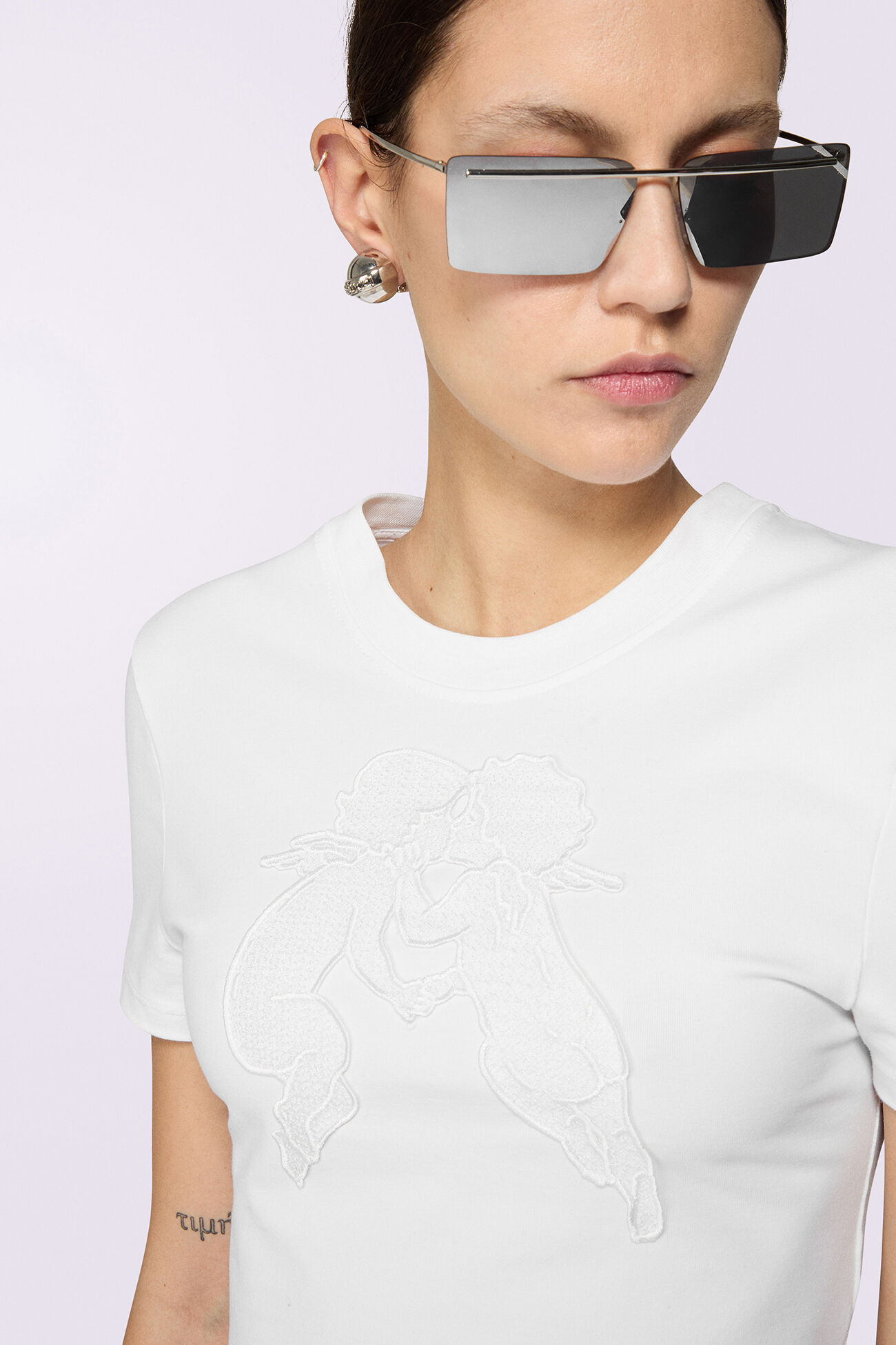 Kissing Angels Crop T-Shirt White
