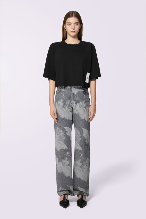 Logo Patch Crop T-Shirt Black
