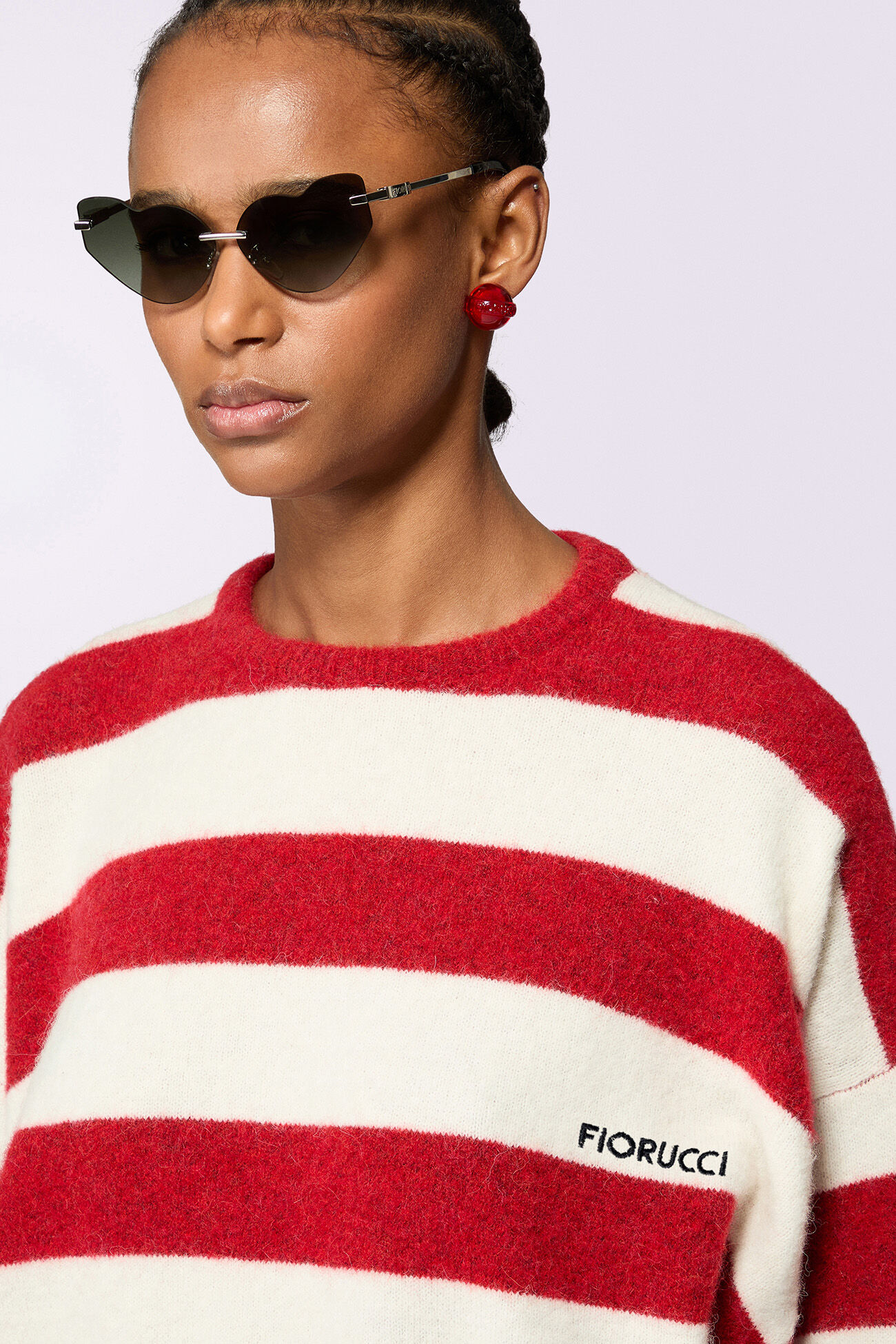 Stripe Crop Knit Jumper Red