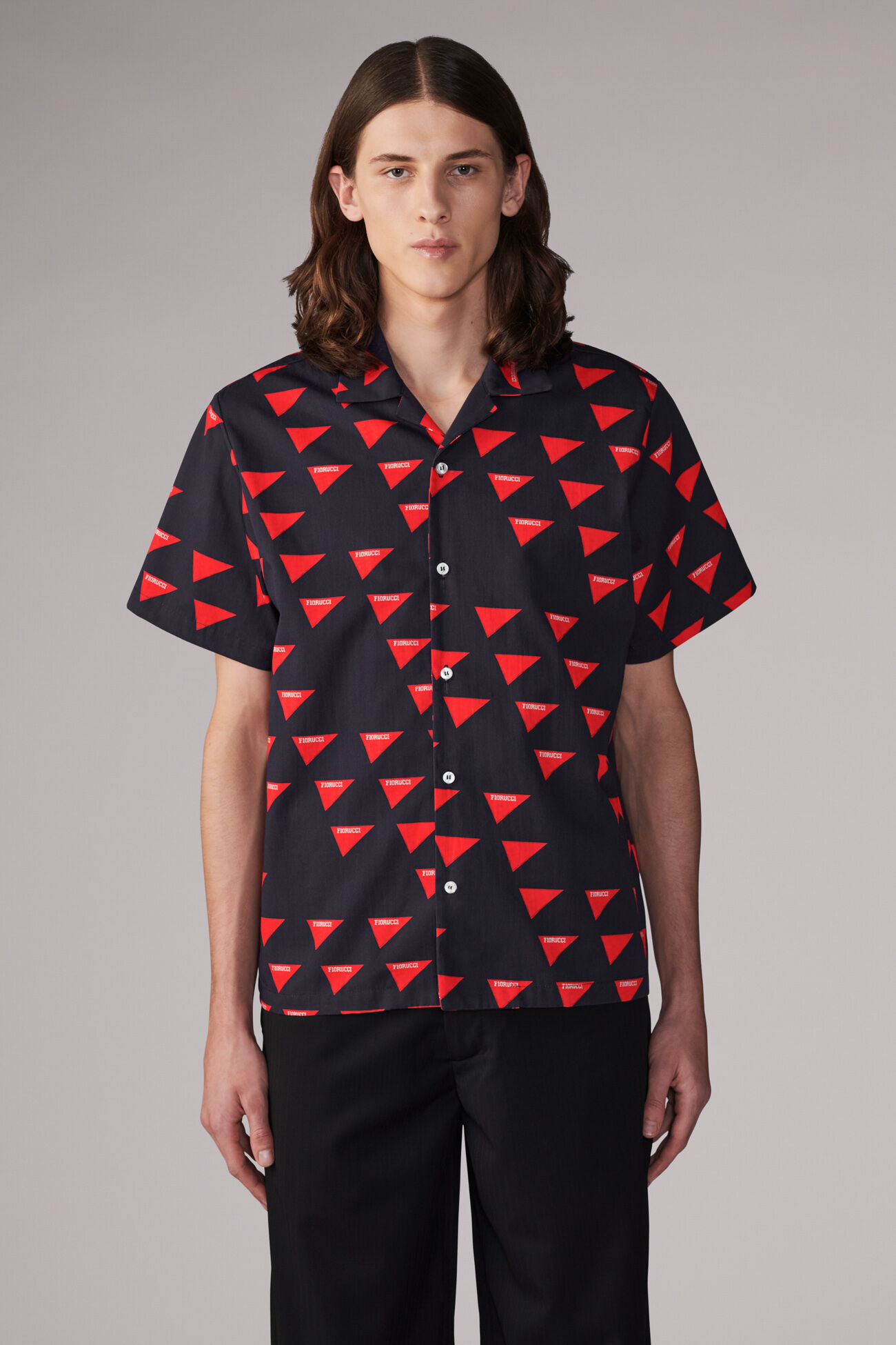 Logo Flag Bowling Shirt Navy