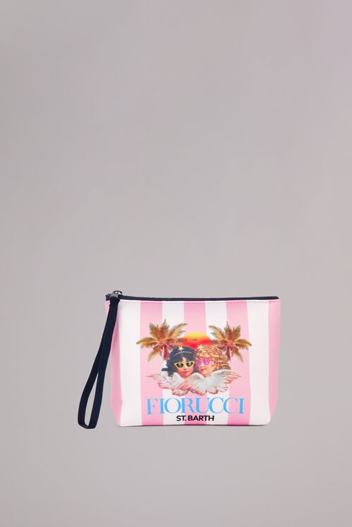 Fiorucci Tote Bag in Towelling with Oranges Logo Pocket-Pink