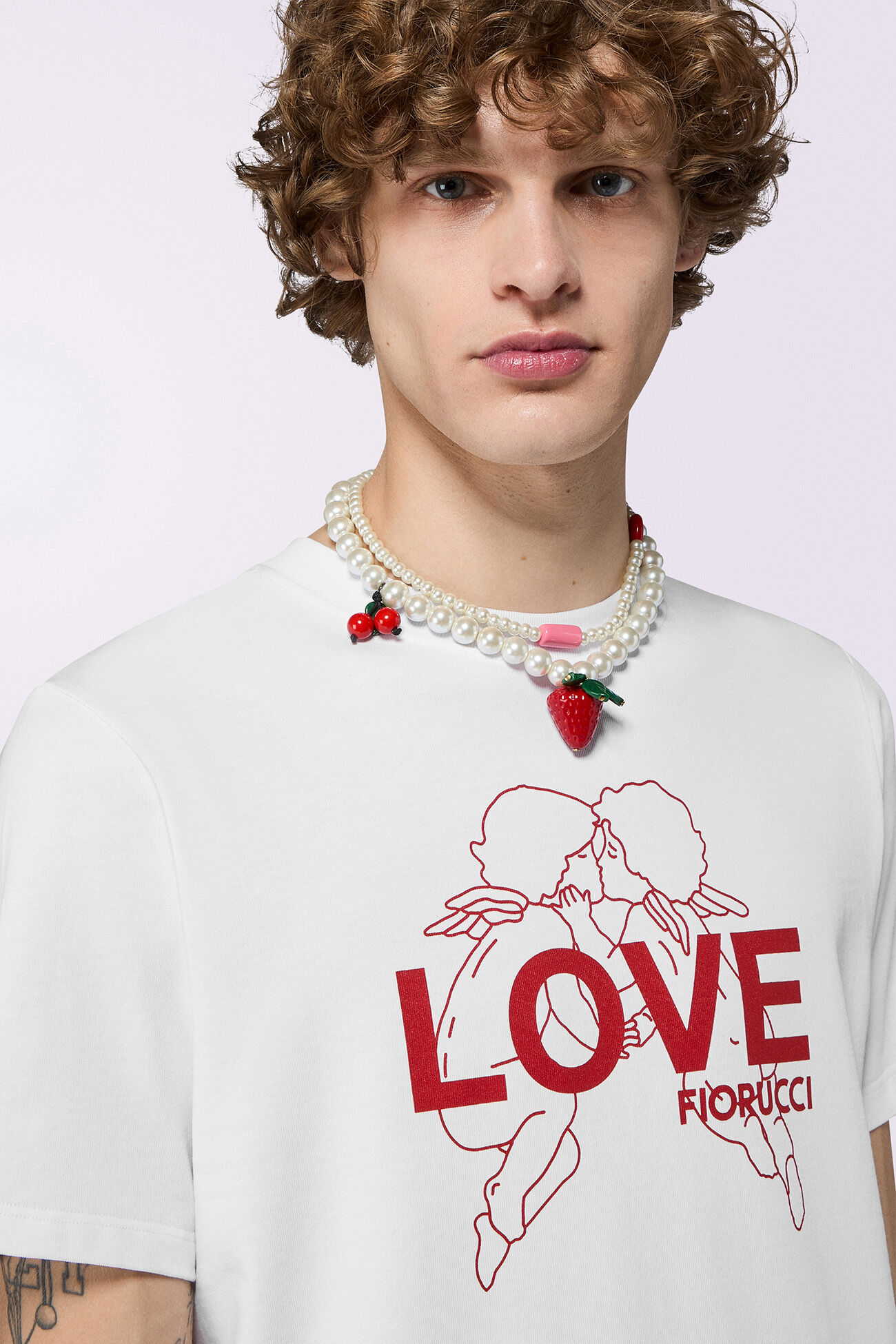 Kissing Angels Love Print Regular T-Shirt White