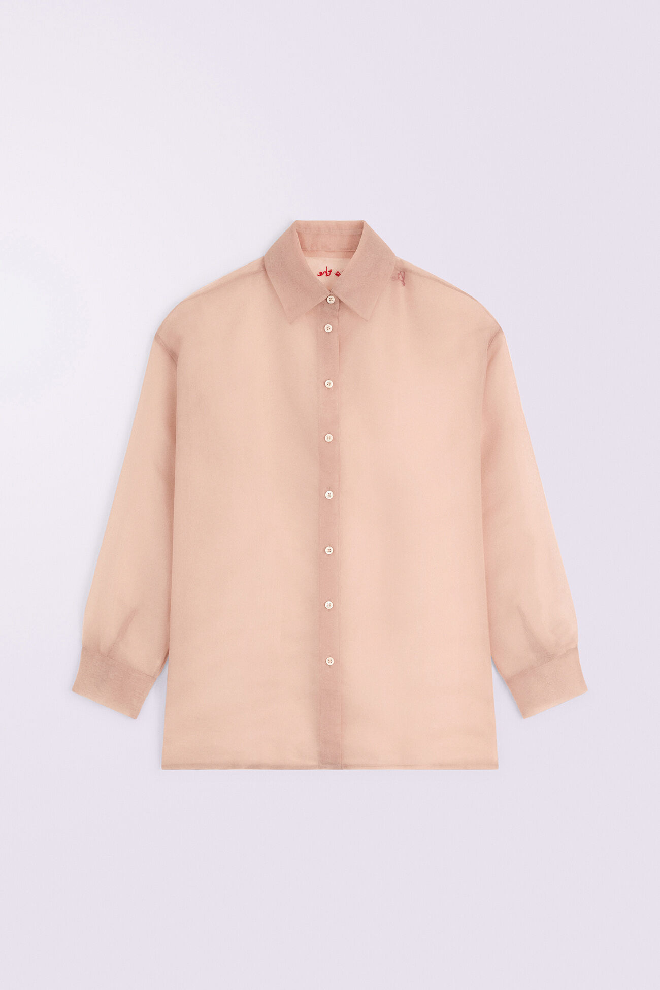 Embroidered Sheer Shirt Beige