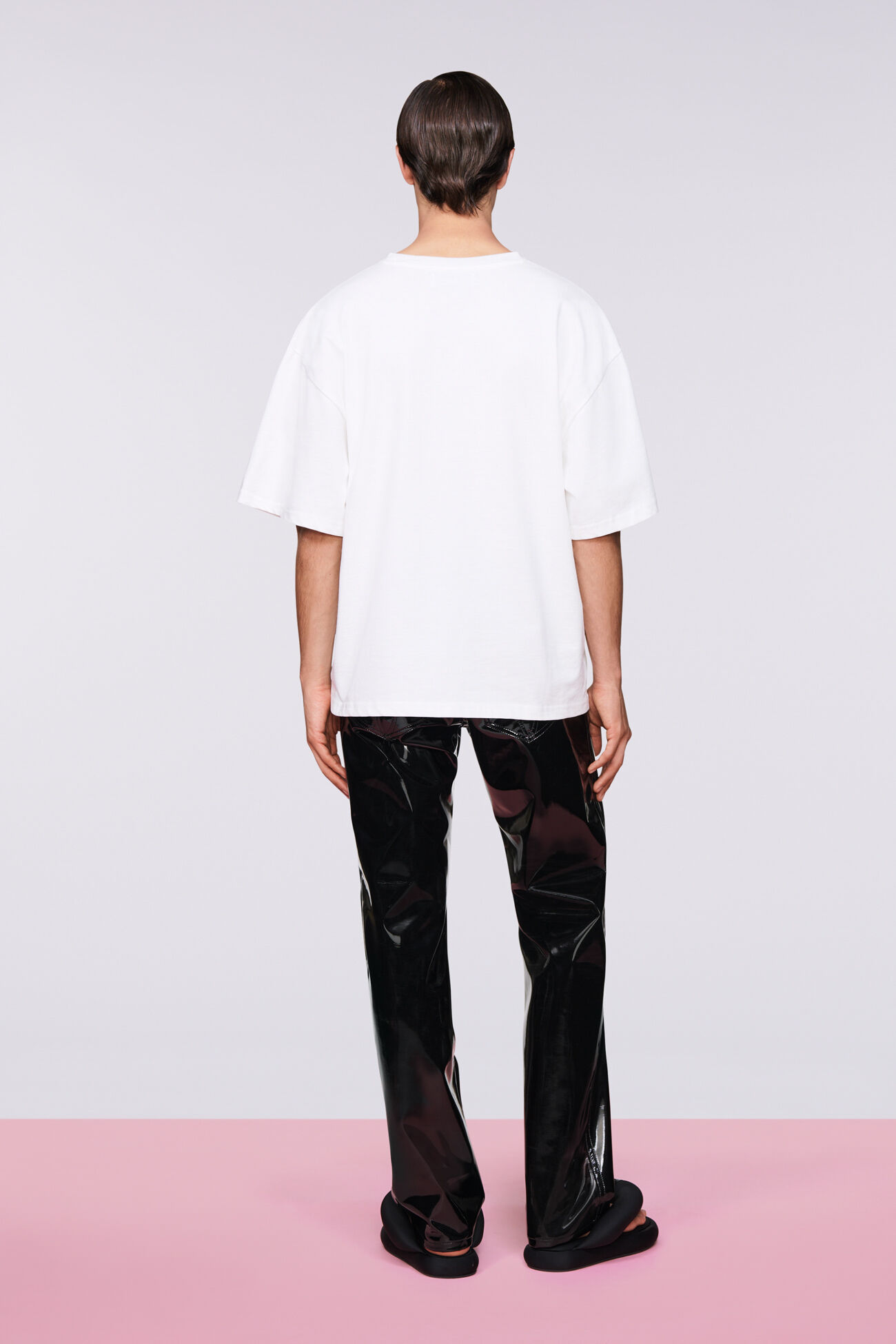 Unisex Straight Fit Vinyl Trousers Black