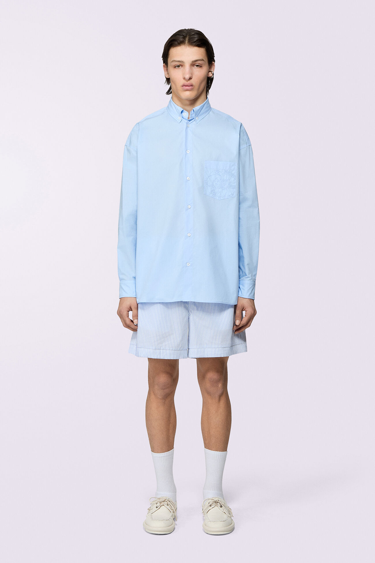 Unisex Embroidered Angels Shirt Blue