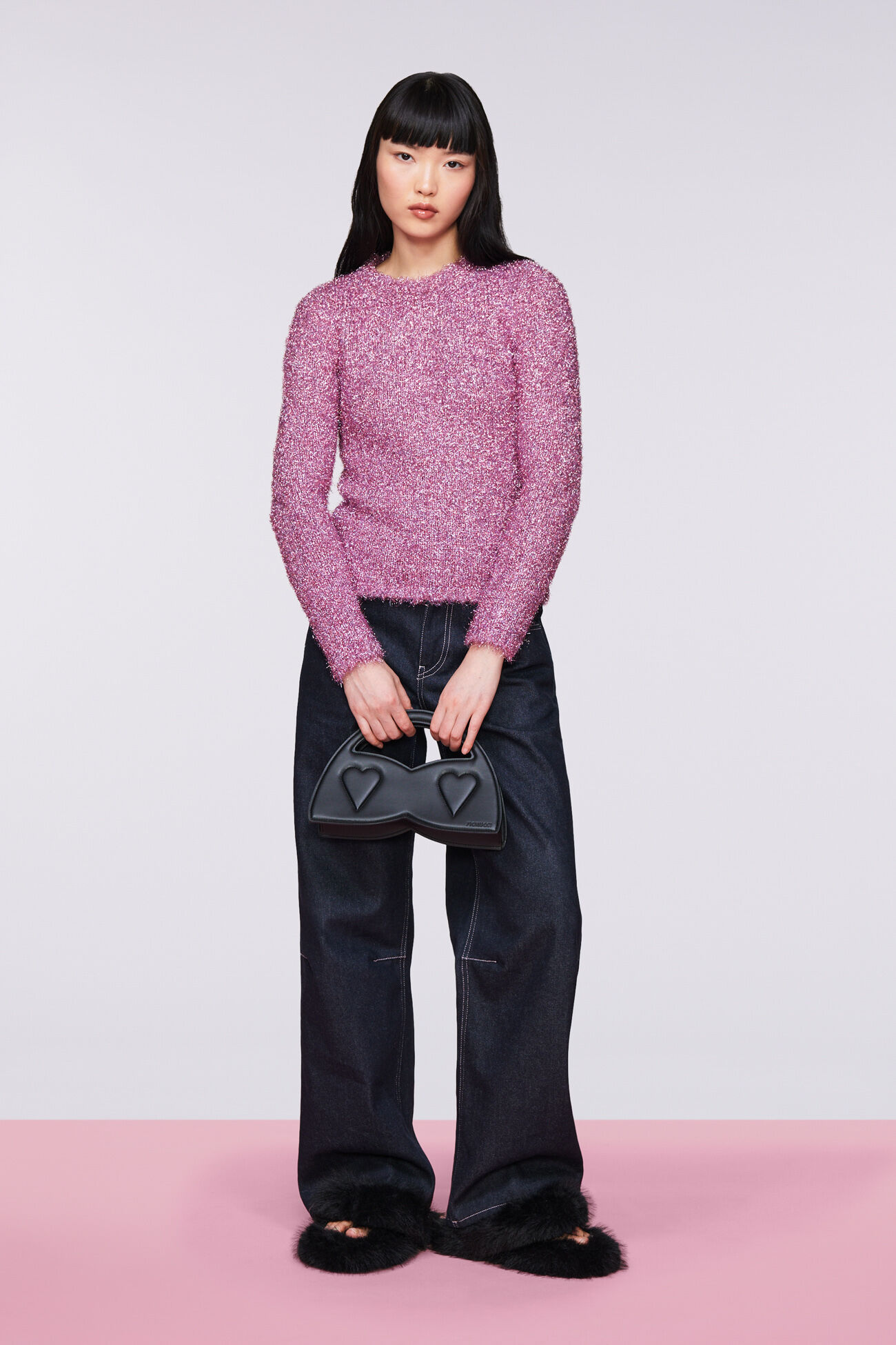 Metallic Knit Jumper Pink