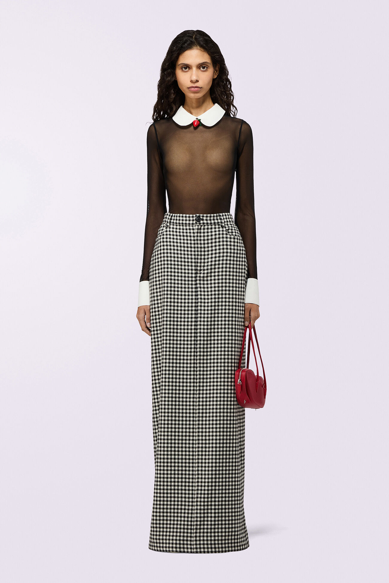 Tulle Collared Bodysuit Black