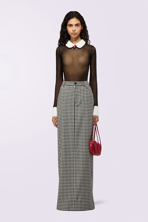 Tulle Collared Bodysuit Black