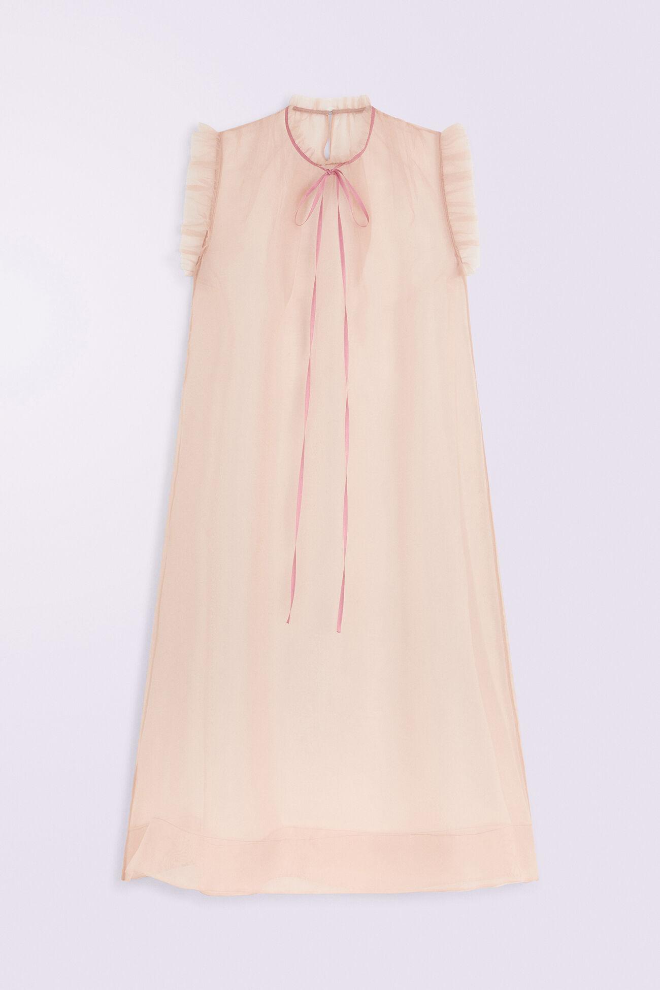 Sheer Nightgown Midi Dress Beige