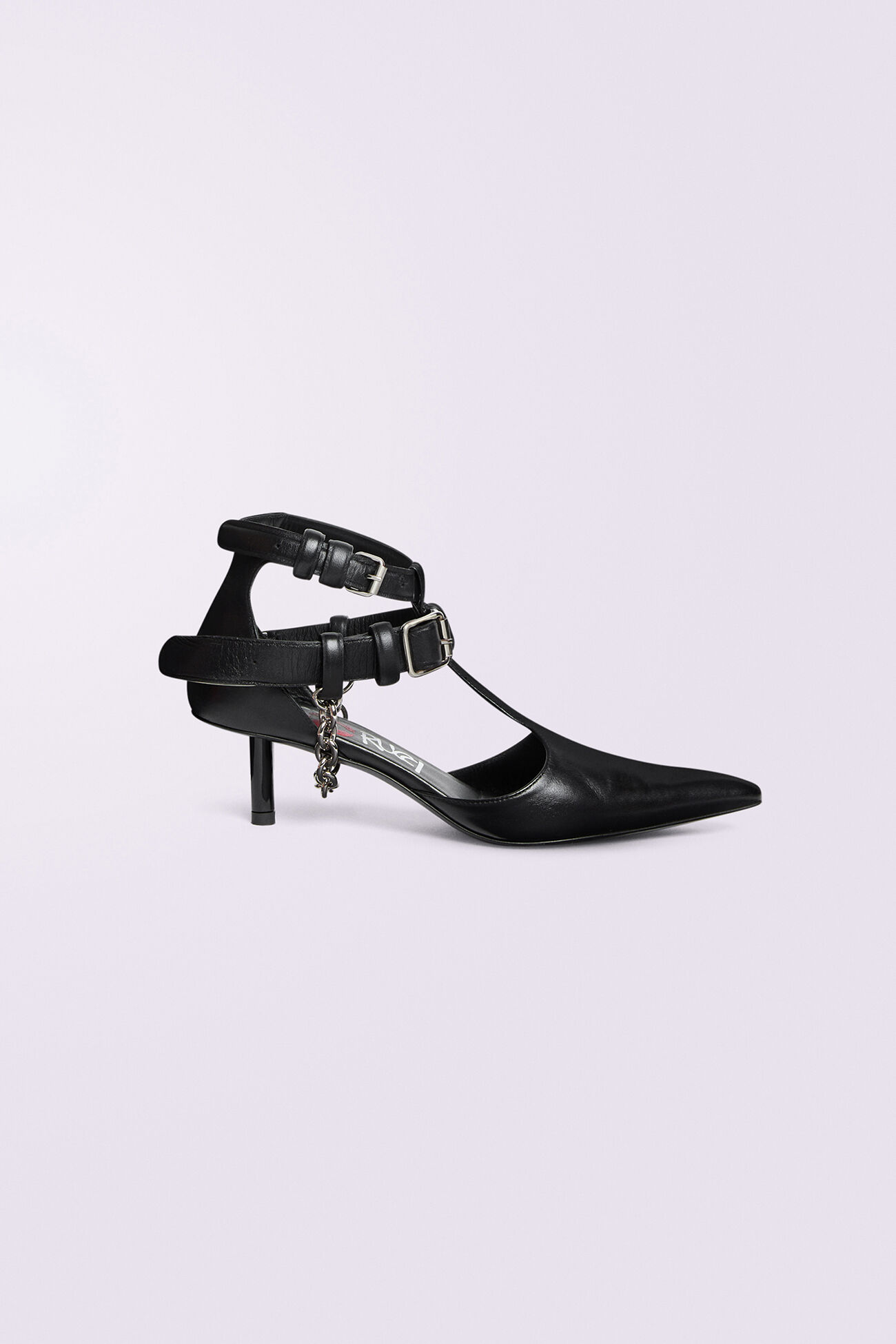 Buckle Chain Heels Black